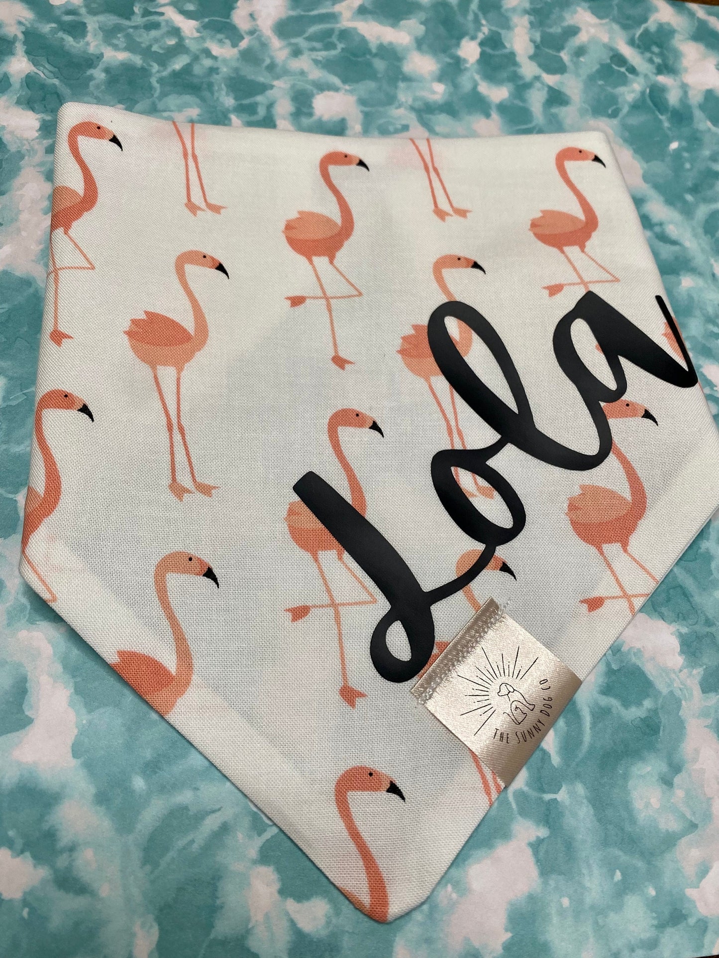 Over the Collar Dog Bandana -Flamingo-Dog Mom Gift-Personalized Dog Bandana-Customized Dog Bandana-Dog Gift-Flamingo Print Dog Bandana