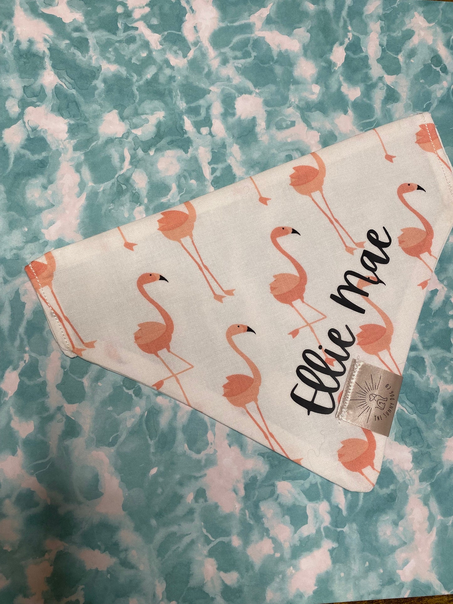 Over the Collar Dog Bandana -Flamingo-Dog Mom Gift-Personalized Dog Bandana-Customized Dog Bandana-Dog Gift-Flamingo Print Dog Bandana