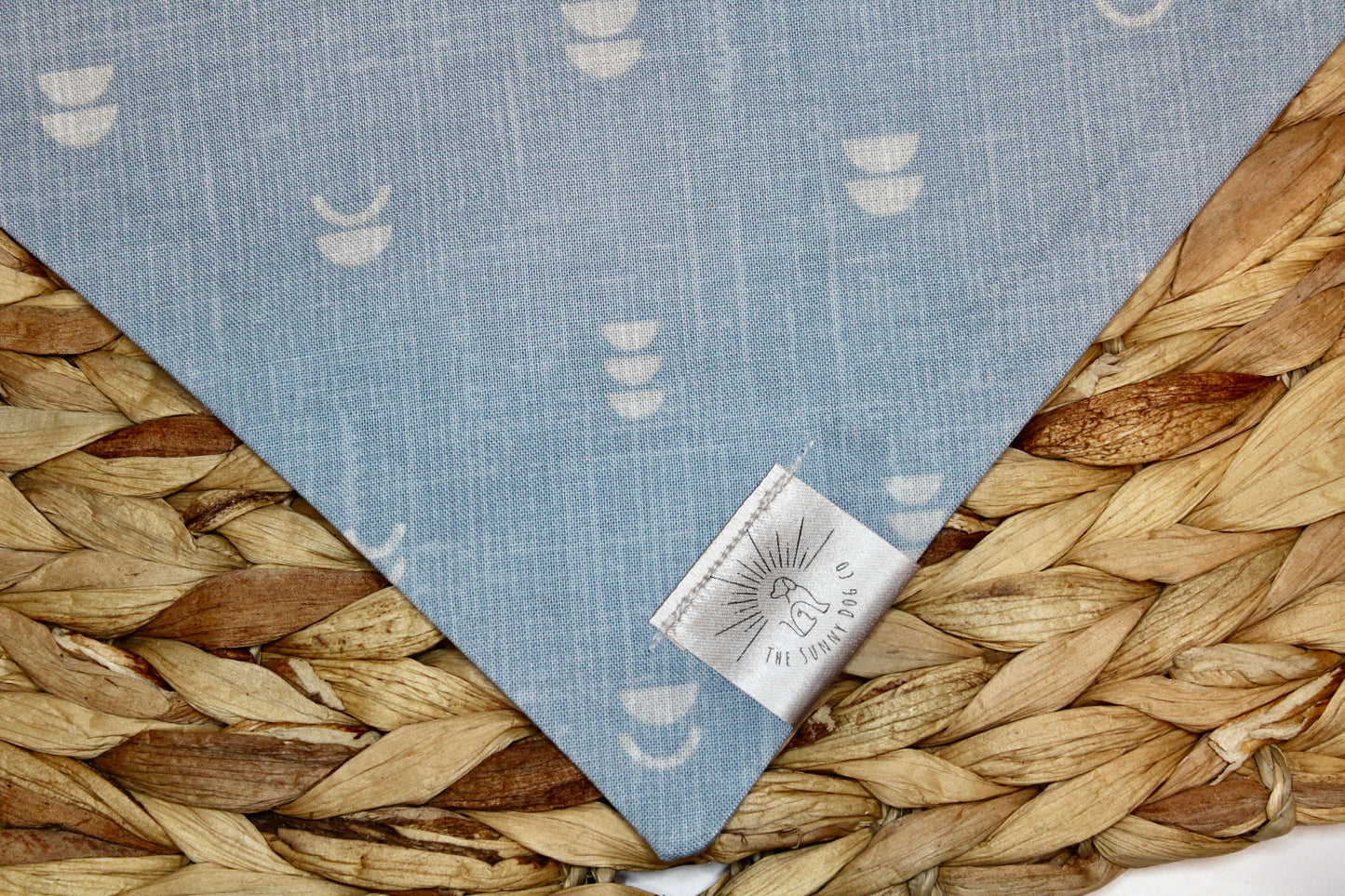 Over the Collar Dog Bandana -Light Blue Half Circle-Dog Mom Gift-Personalized Dog Bandana-Customized Dog Bandana-Dog Gift-Boho Bandana