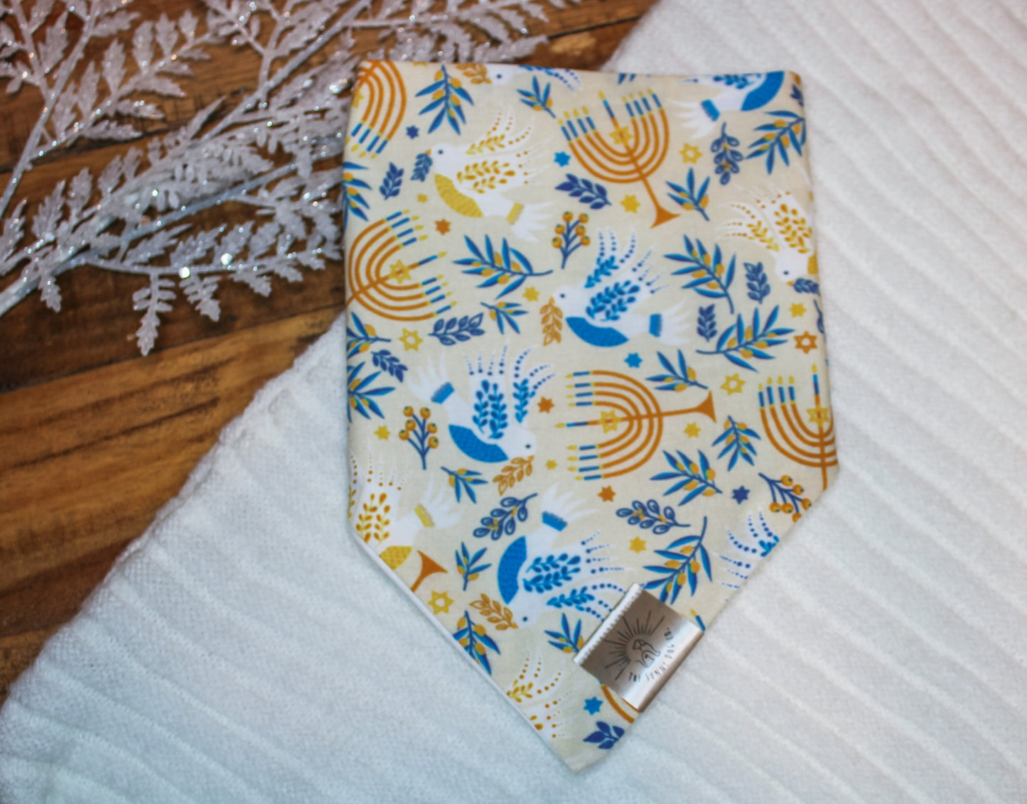 Over the Collar Dog Bandana-Hanukkah-Personalized Dog Bandana-Customized Dog Bandana-Hanukkah Dog Bandana