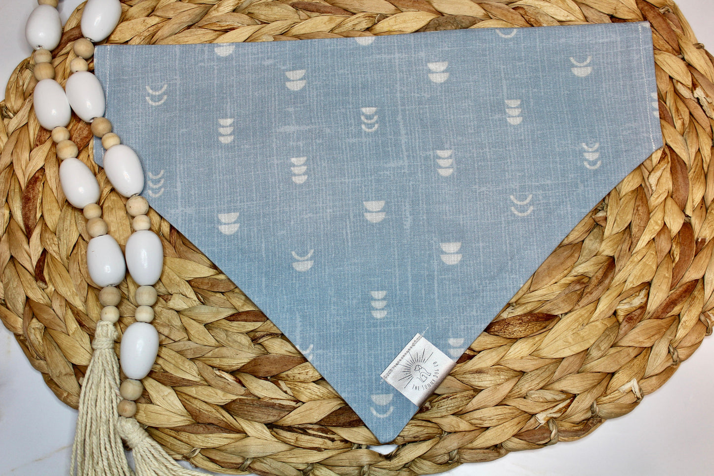 Over the Collar Dog Bandana -Light Blue Half Circle-Dog Mom Gift-Personalized Dog Bandana-Customized Dog Bandana-Dog Gift-Boho Bandana
