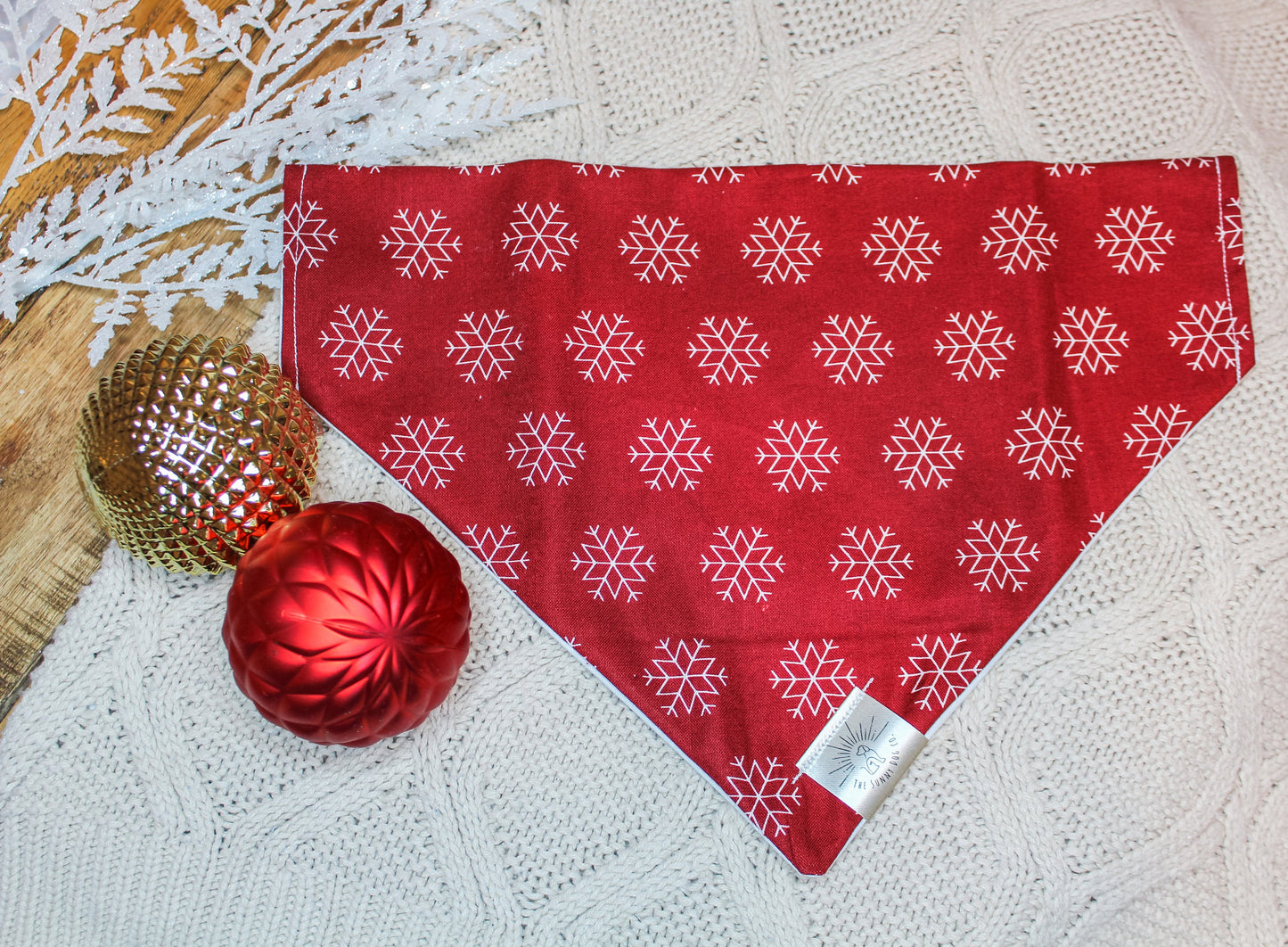 Over the Collar Dog Bandana -Snowflake- Mom Gift-Personalized Dog Bandana-Customized Dog Bandana-Dog Gift-Christmas Dog Bandana