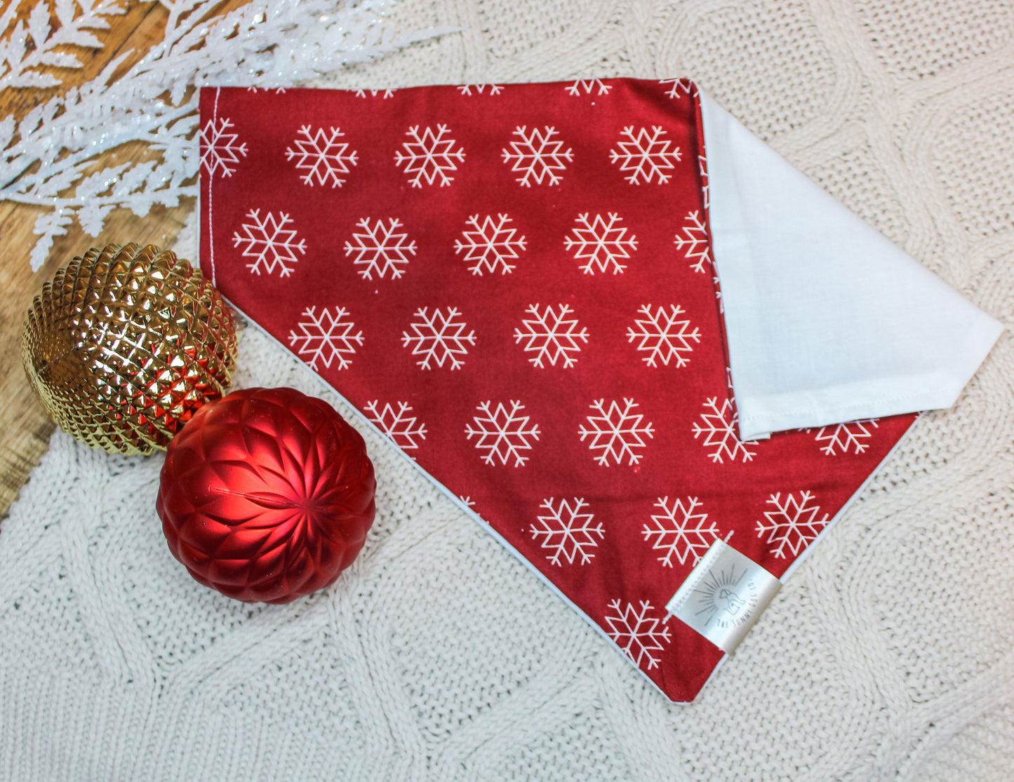 Over the Collar Dog Bandana -Snowflake- Mom Gift-Personalized Dog Bandana-Customized Dog Bandana-Dog Gift-Christmas Dog Bandana