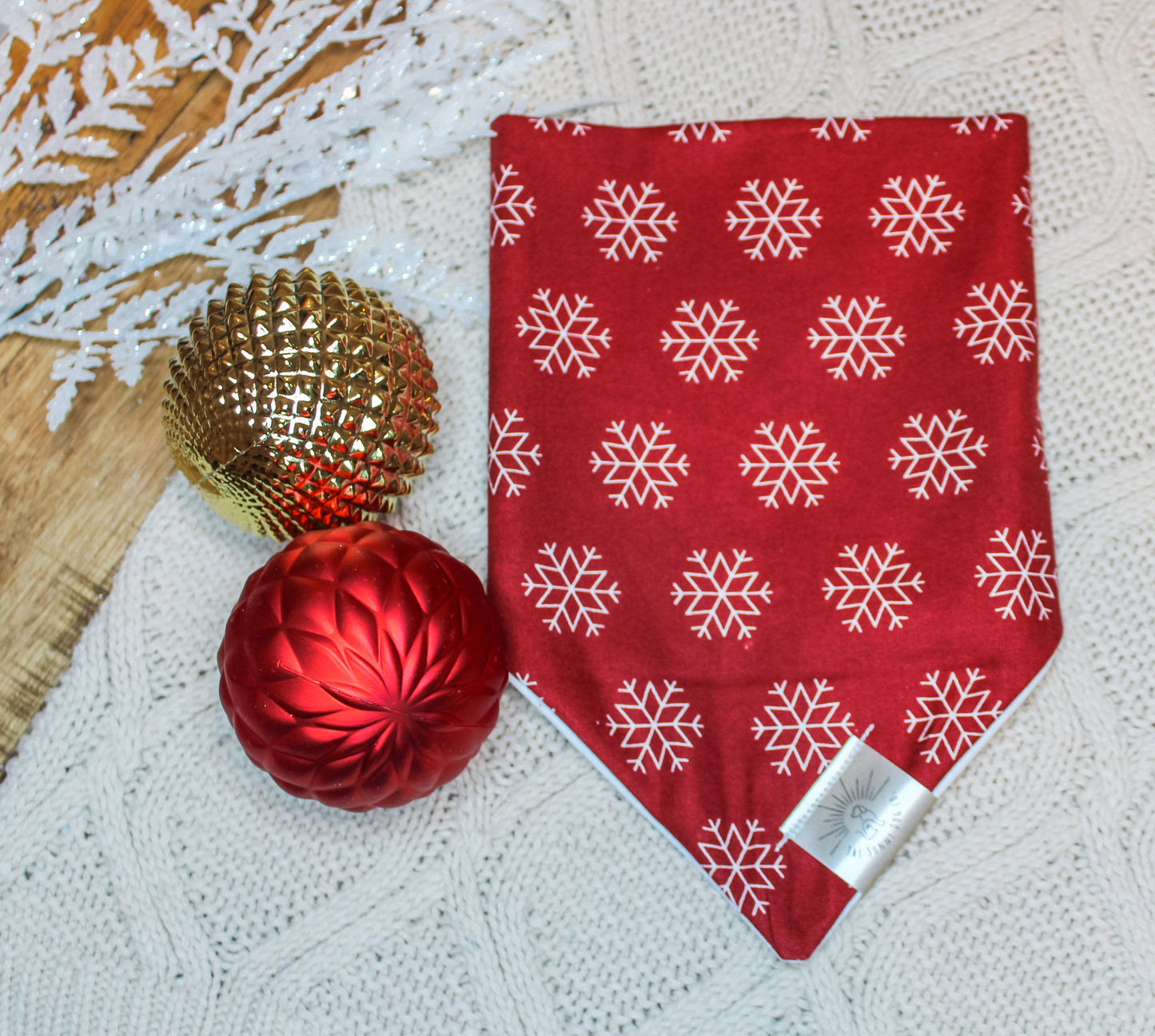 Over the Collar Dog Bandana -Snowflake- Mom Gift-Personalized Dog Bandana-Customized Dog Bandana-Dog Gift-Christmas Dog Bandana