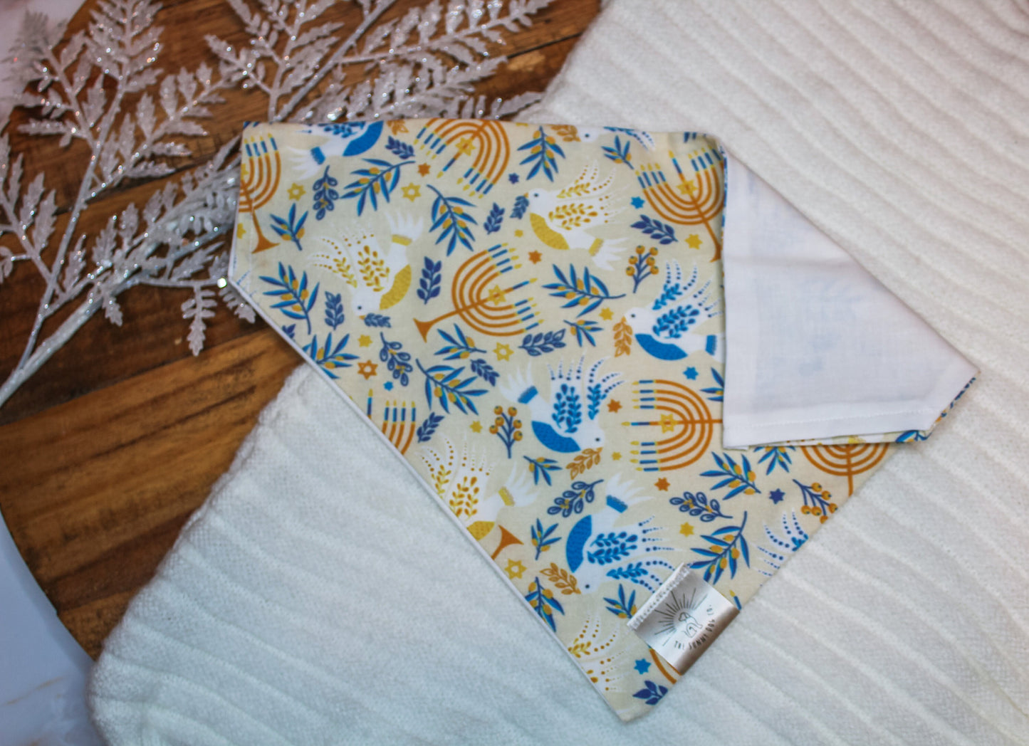Over the Collar Dog Bandana-Hanukkah-Personalized Dog Bandana-Customized Dog Bandana-Hanukkah Dog Bandana