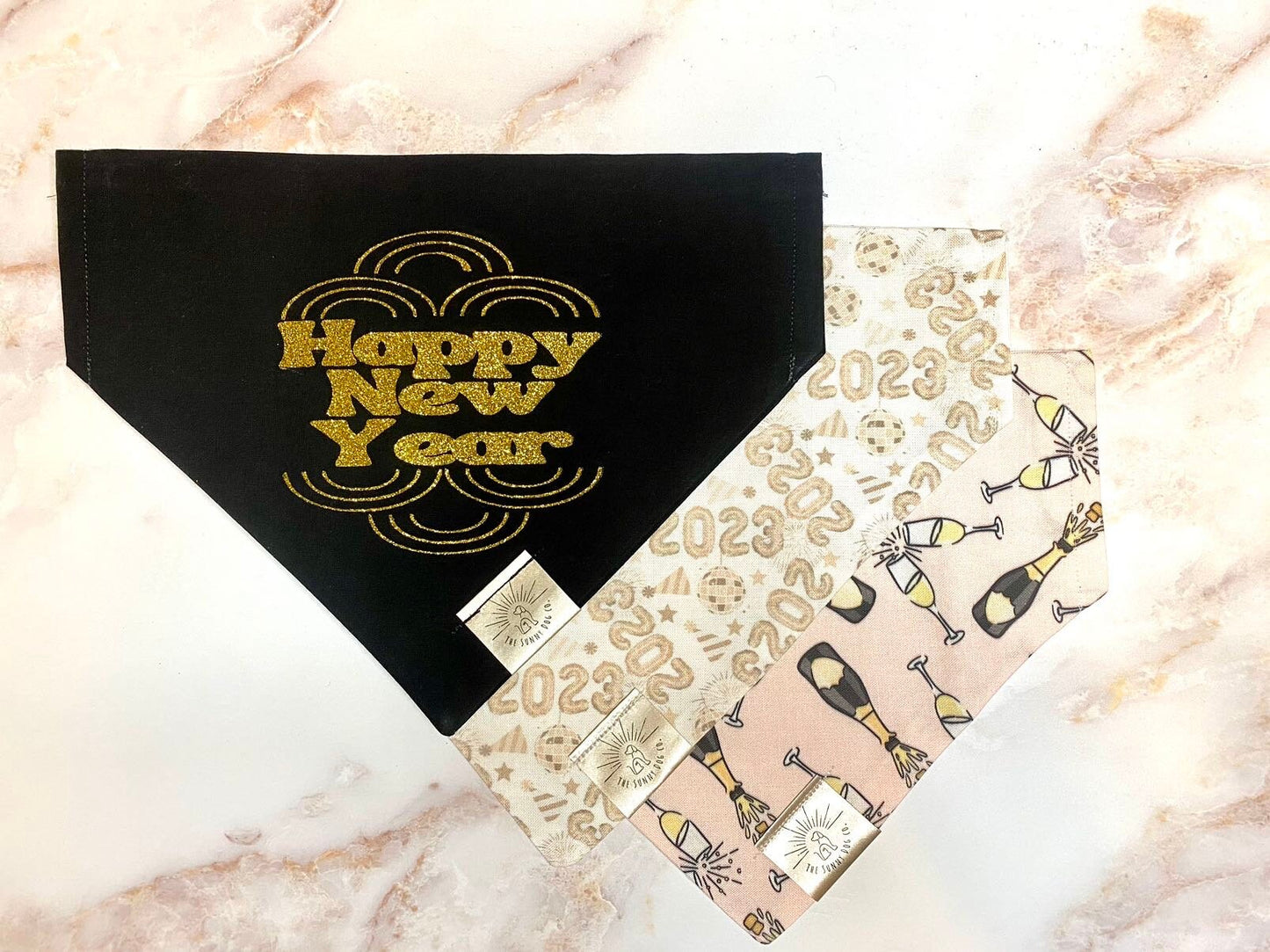 Over the Collar Dog Bandana - Happy New Year- New Year’s Eve Bandana- Holiday Dog Bandana-Party Dog Bandana- Dog Mom Gift -