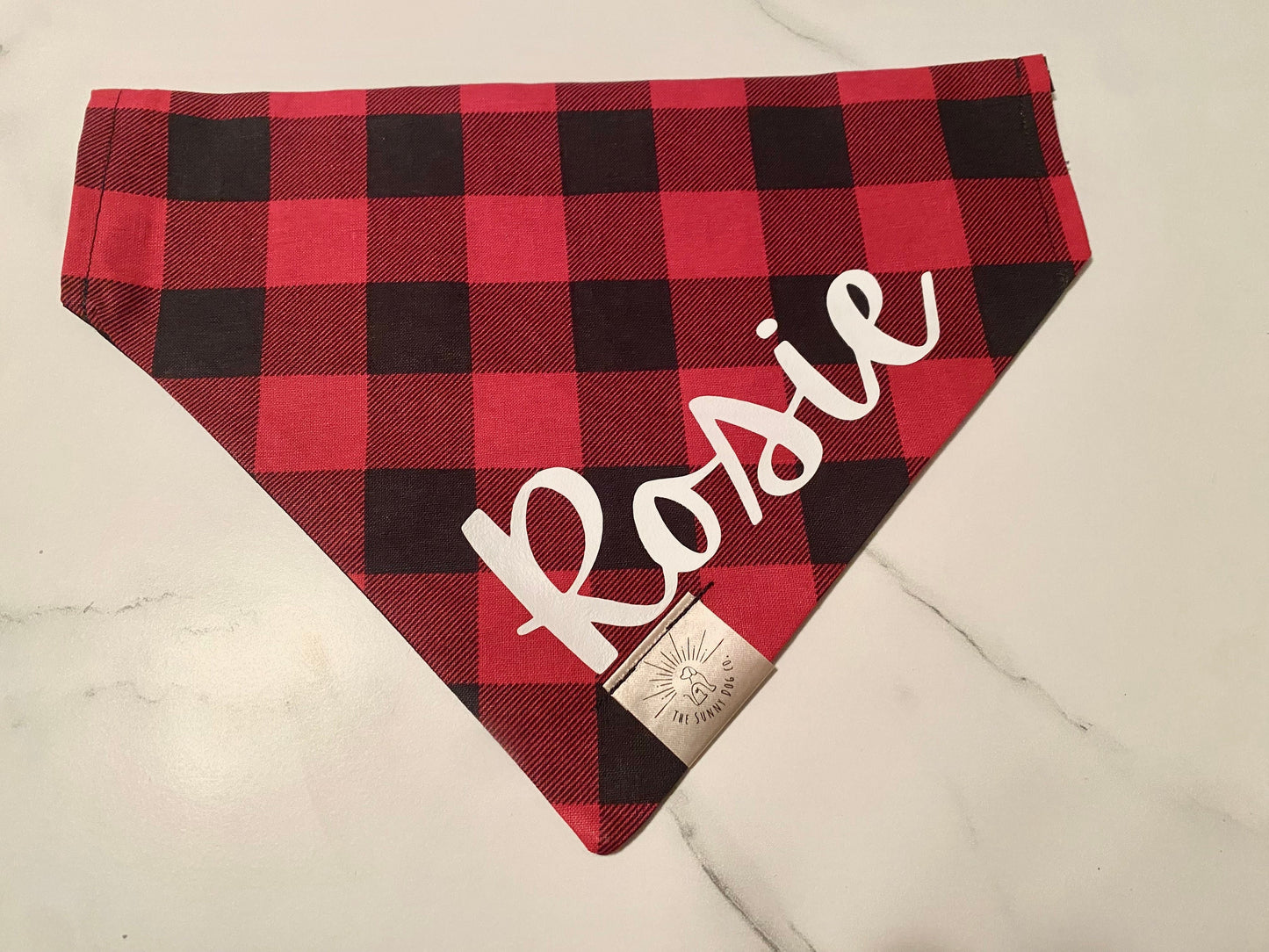 Over the Collar Dog Bandana -Buffalo Check- Mom Gift-Personalized Dog Bandana-Customized Dog Bandana-Dog Gift-Winter Dog Bandana