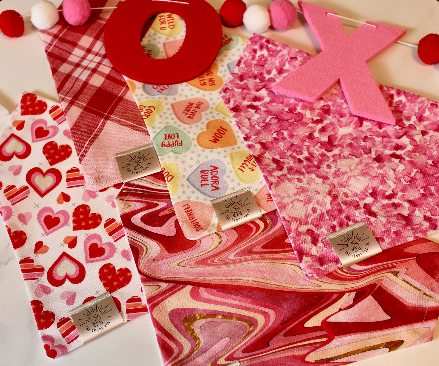 Over the Collar Dog Bandana - Red Plaid Valentines Day-Personalized Dog Bandana-Customized Dog Bandana-Dog Gift-Valentines Dog Bandana