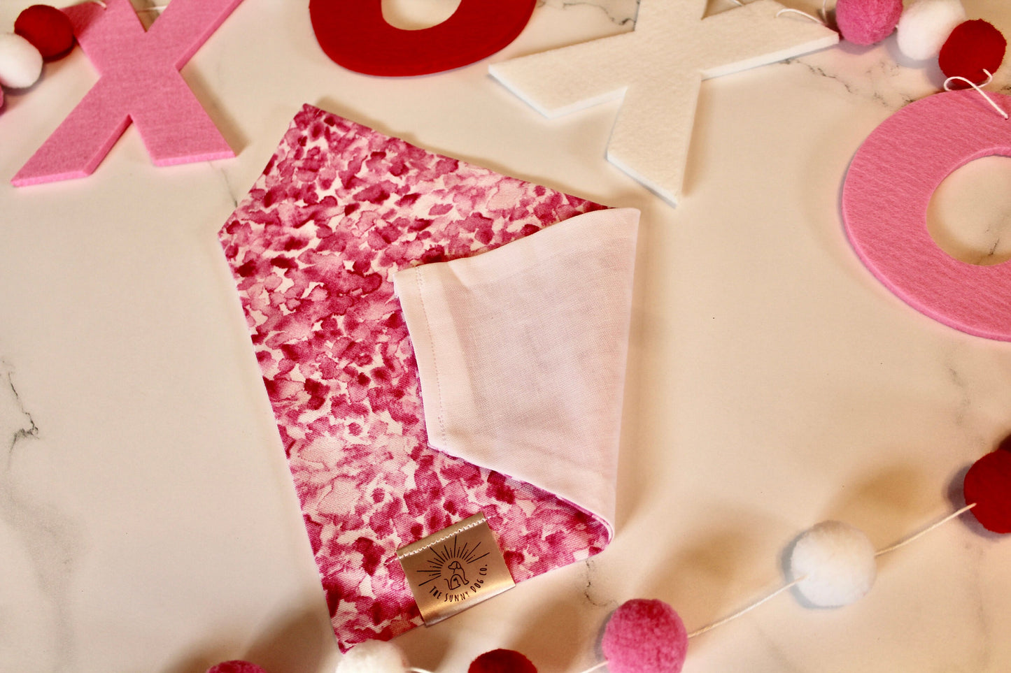 Over the Collar Dog Bandana -Rose Petals- Mom Gift-Personalized Dog Bandana-Customized Dog Bandana-Dog Gift-Valentines Dog Bandana