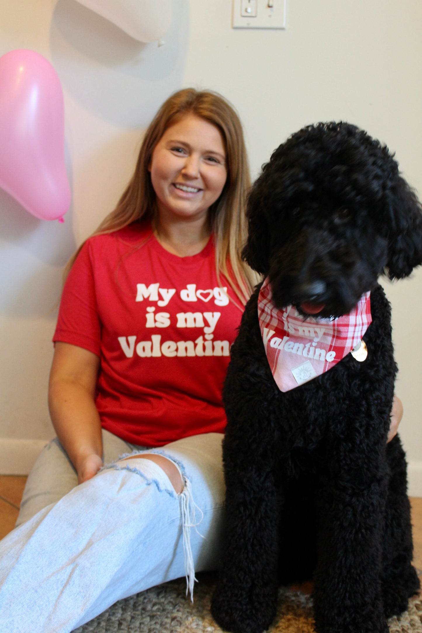 Over the Collar Dog Bandana - Red Plaid Valentines Day-Personalized Dog Bandana-Customized Dog Bandana-Dog Gift-Valentines Dog Bandana