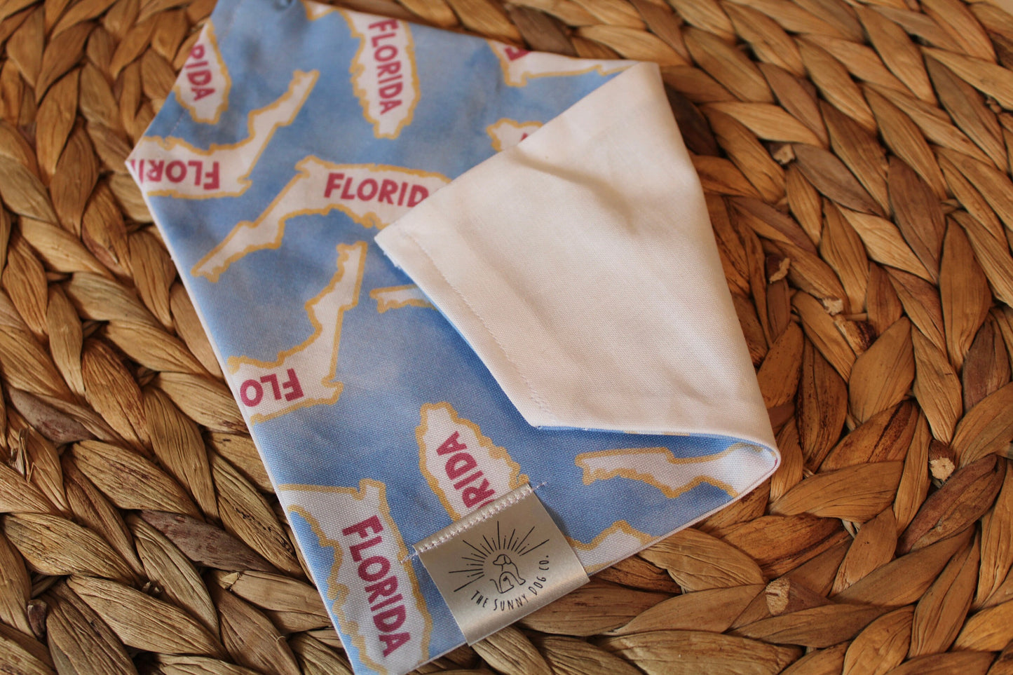 Over the Collar Dog Bandana-State of Florida-Dog Mom Gift-Personalized Dog Bandana-Customized Dog Bandana - Dog Gift -Sun Print Dog Bandana