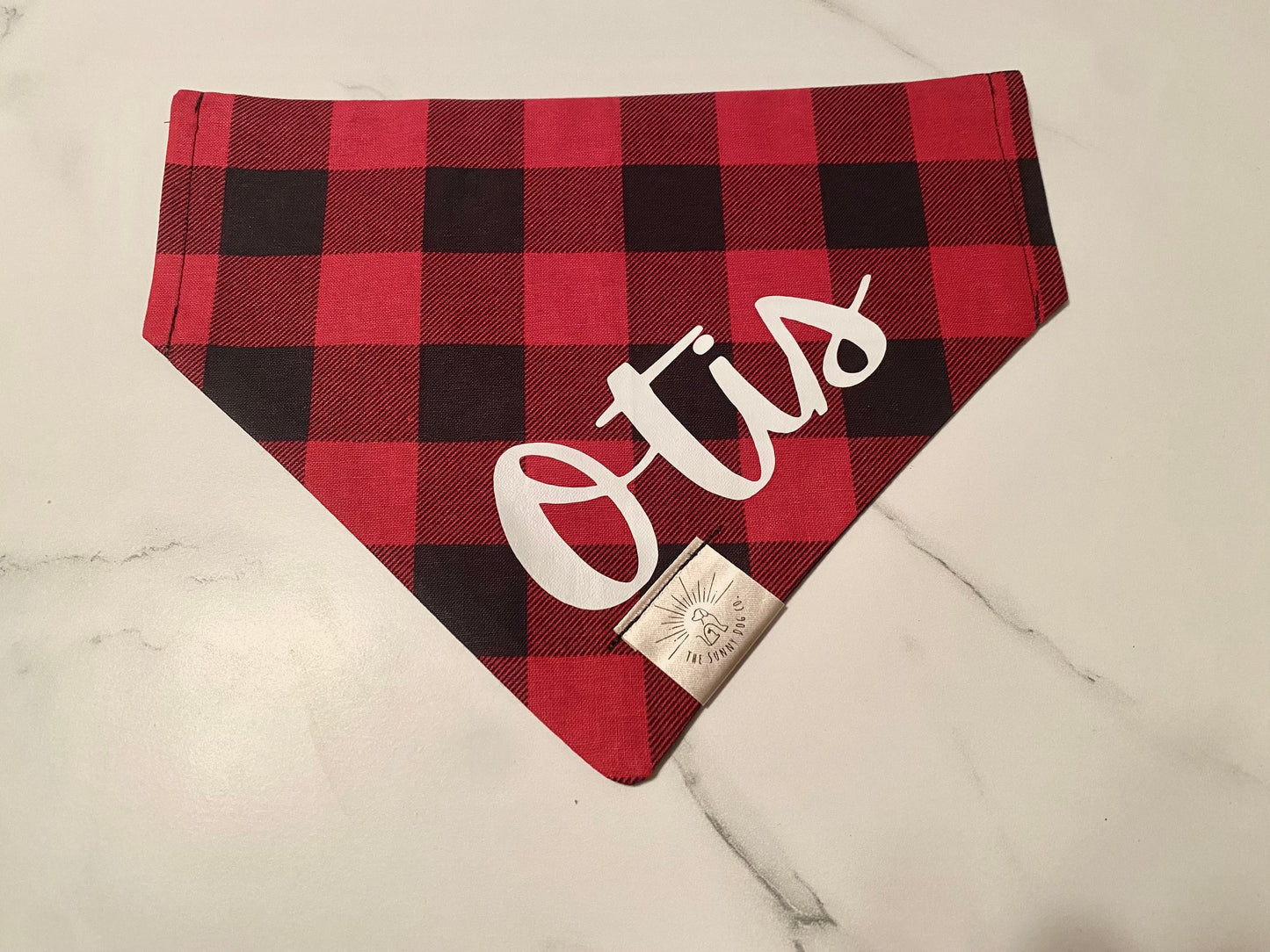 Over the Collar Dog Bandana -Buffalo Check- Mom Gift-Personalized Dog Bandana-Customized Dog Bandana-Dog Gift-Winter Dog Bandana