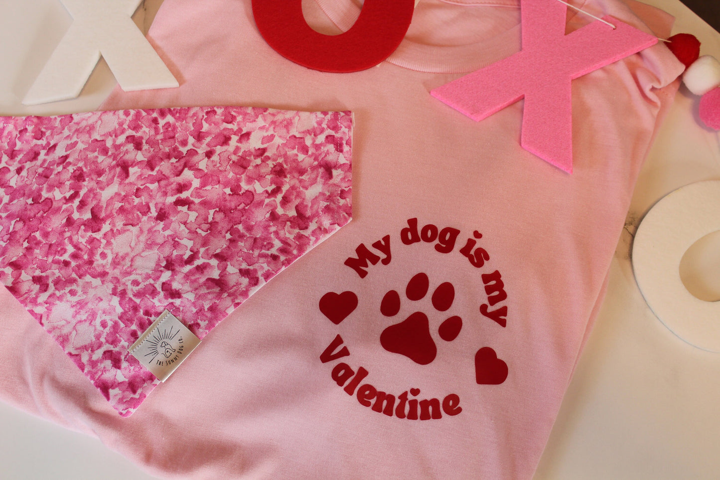 Over the Collar Dog Bandana -Rose Petals- Mom Gift-Personalized Dog Bandana-Customized Dog Bandana-Dog Gift-Valentines Dog Bandana