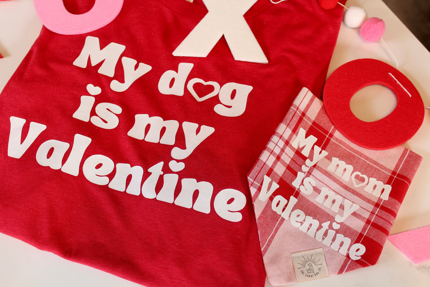 Over the Collar Dog Bandana - Red Plaid Valentines Day-Personalized Dog Bandana-Customized Dog Bandana-Dog Gift-Valentines Dog Bandana
