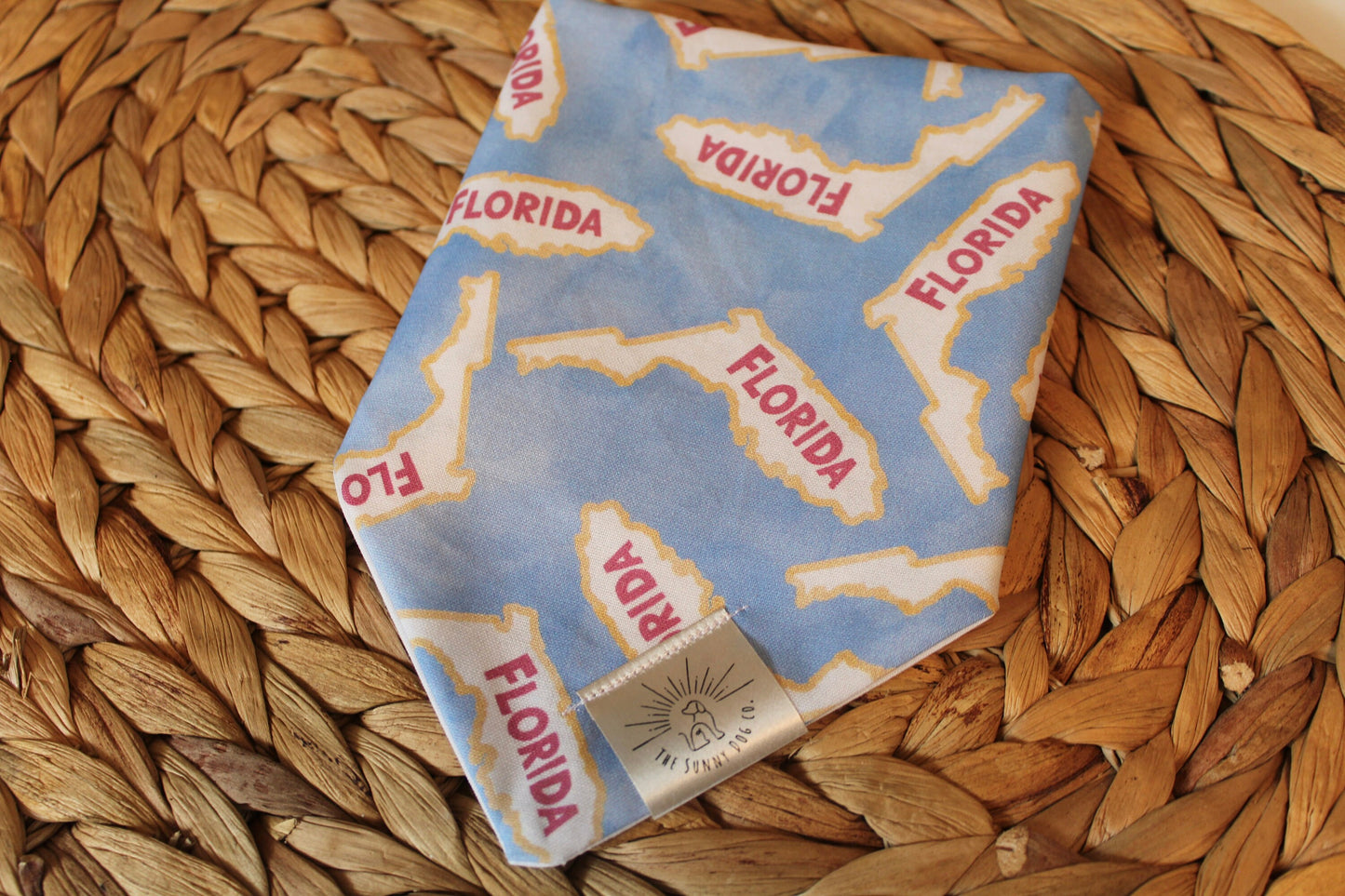 Over the Collar Dog Bandana-State of Florida-Dog Mom Gift-Personalized Dog Bandana-Customized Dog Bandana - Dog Gift -Sun Print Dog Bandana