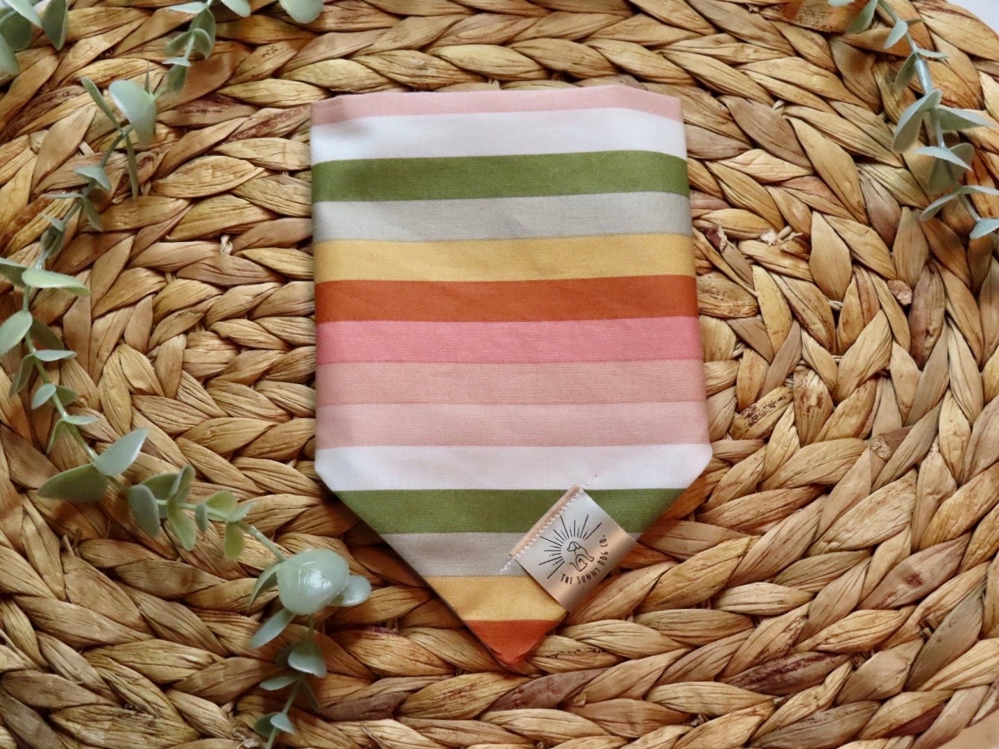 Over the Collar Dog Bandana-Spring Stripes- Mom Gift-Personalized Dog Bandana-Customized Dog Bandana-Spring Bandana-Dog Scarf-Bright Stripes