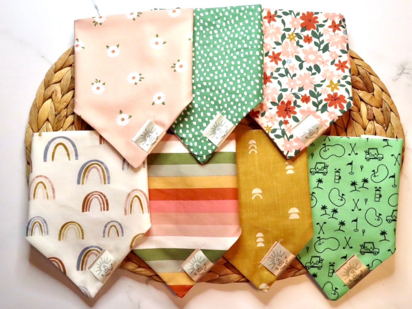 Over the Collar Dog Bandana-Spring Stripes- Mom Gift-Personalized Dog Bandana-Customized Dog Bandana-Spring Bandana-Dog Scarf-Bright Stripes