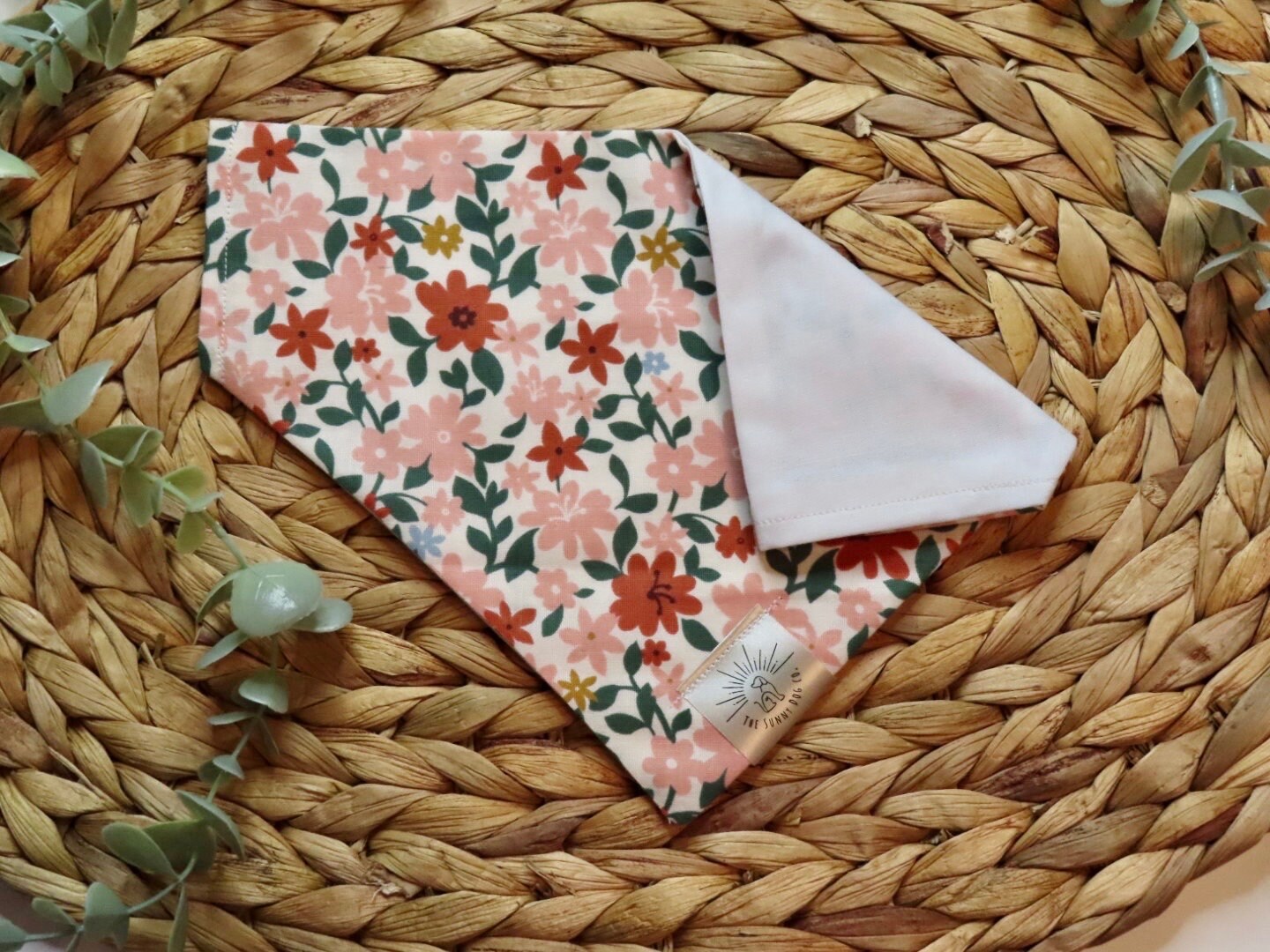 Over the Collar Dog Bandana-Flower Patch- Mom Gift-Personalized Dog Bandana-Customized Dog Bandana-Spring Bandana-Dog Scarf-Spring Flowers