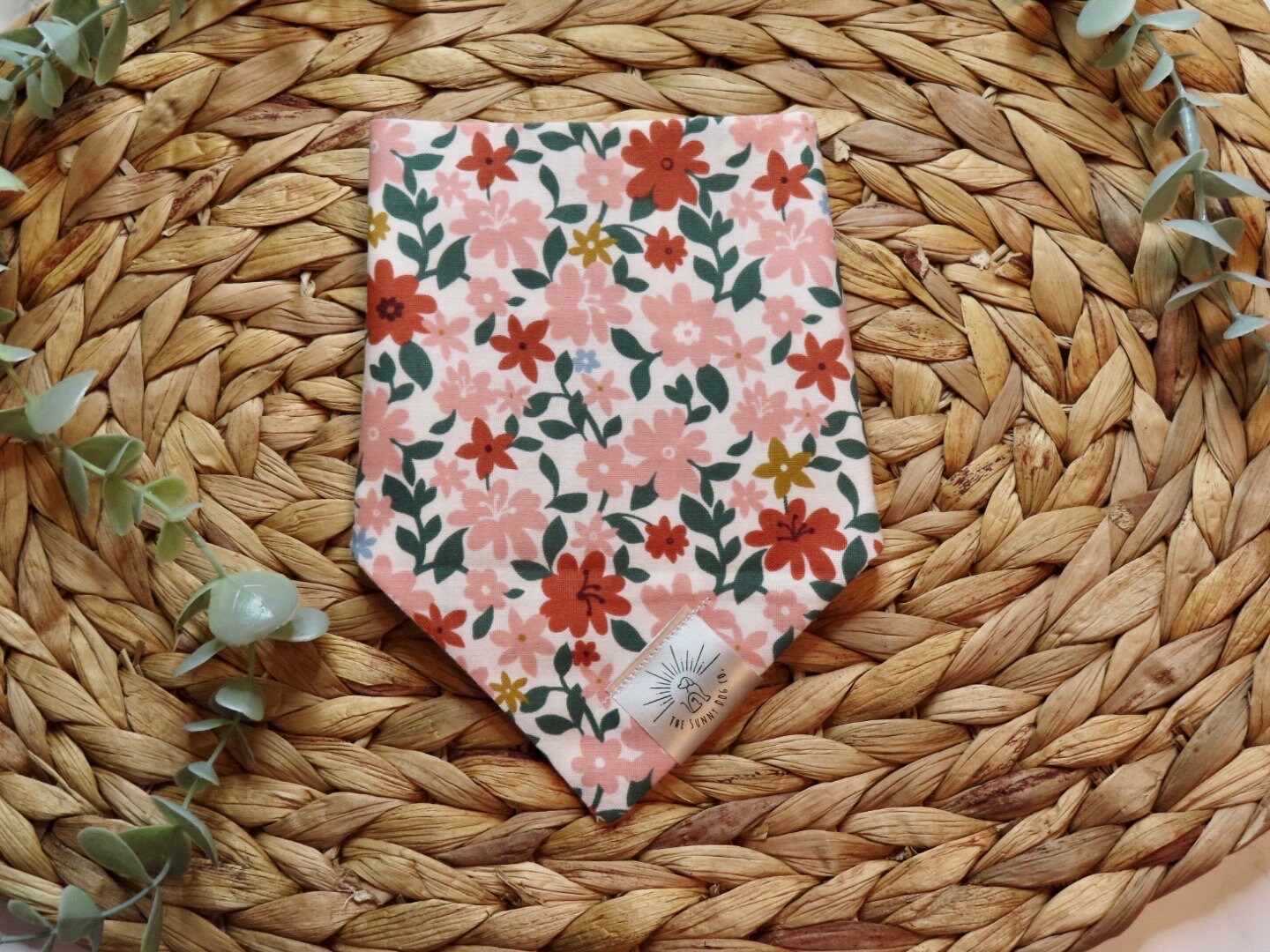 Over the Collar Dog Bandana-Flower Patch- Mom Gift-Personalized Dog Bandana-Customized Dog Bandana-Spring Bandana-Dog Scarf-Spring Flowers