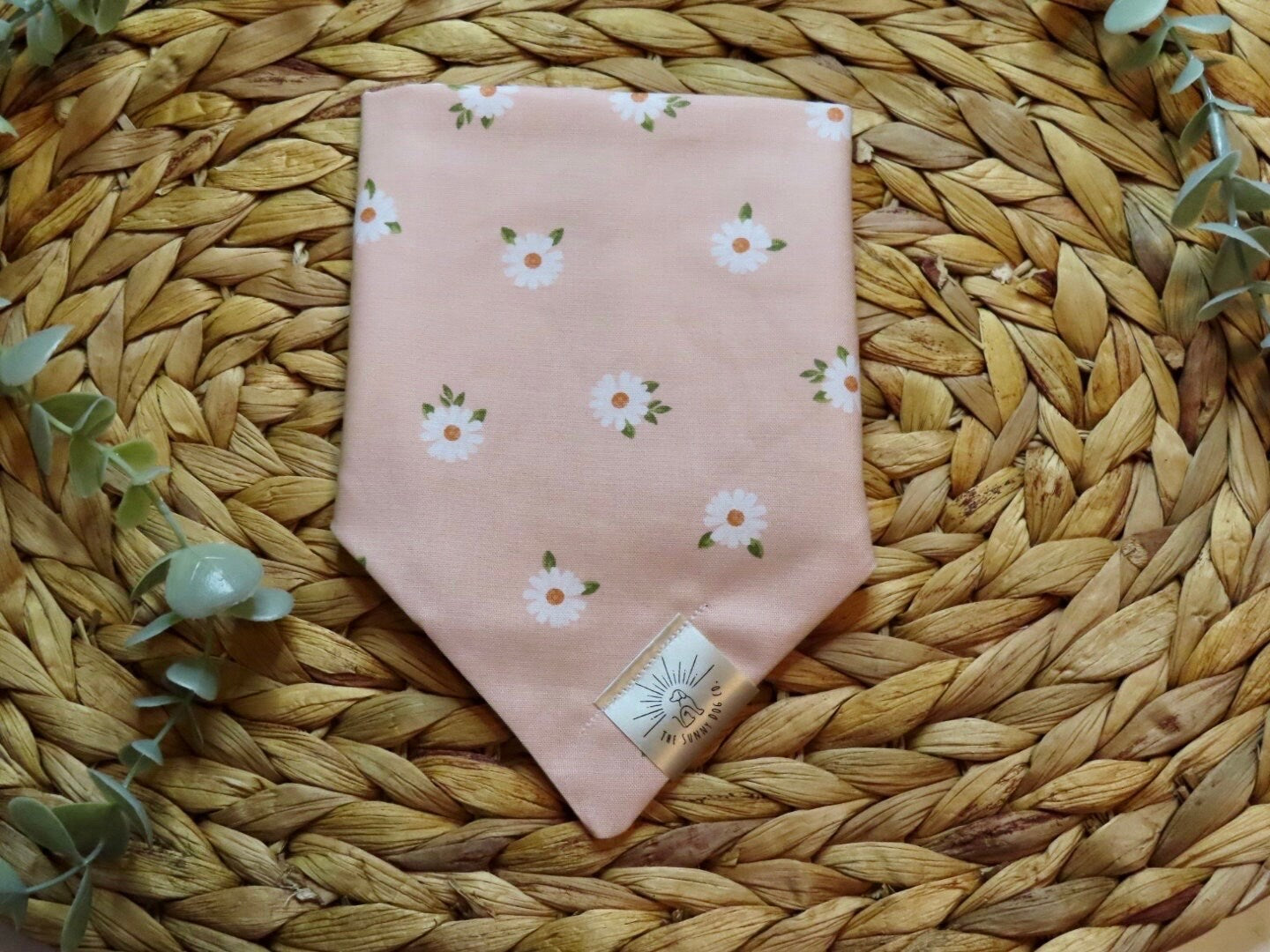 Over the Collar Dog Bandana-White Flowers- Mom Gift-Personalized Dog Bandana-Customized Dog Bandana-Spring Bandana-Dog Scarf-Spring Flowers