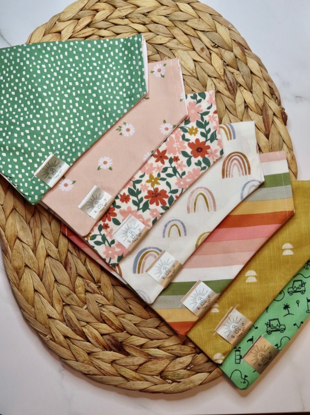Over the Collar Dog Bandana-Neutral Rainbows- Mom Gift-Personalized Dog Bandana-Customized Dog Bandana-Spring Bandana-Dog Scarf