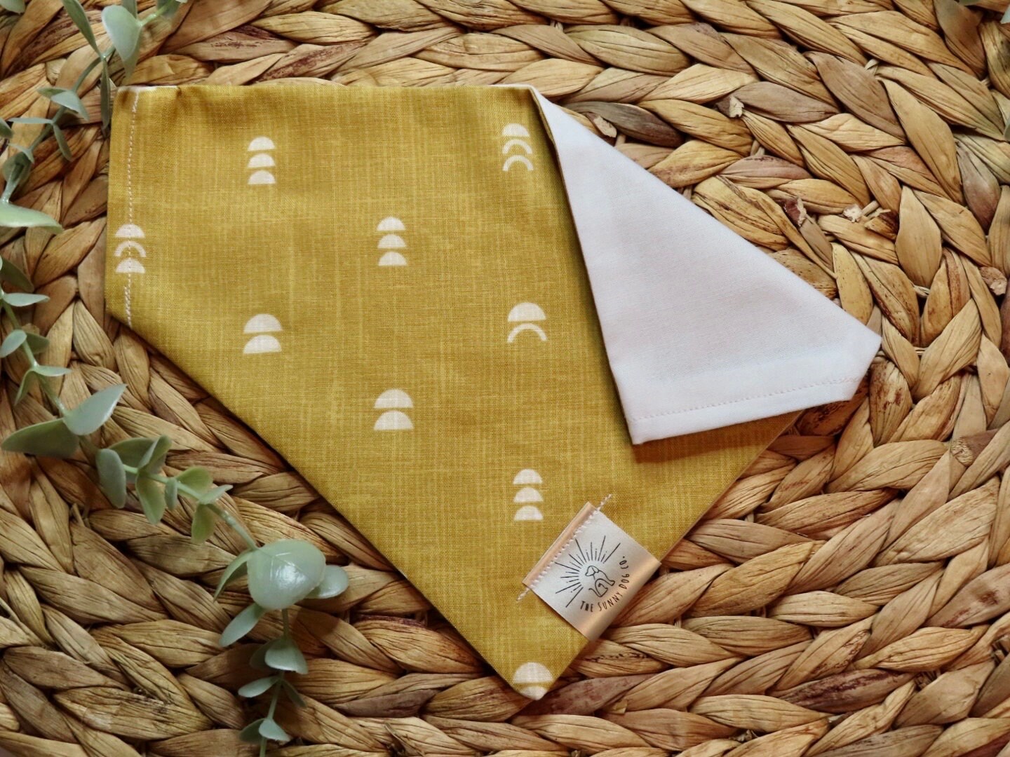 Over the Collar Dog Bandana-Yellow Half Circles- Mom Gift-Personalized Dog Bandana-Customized Dog Bandana-Spring Bandana-Dog Scarf