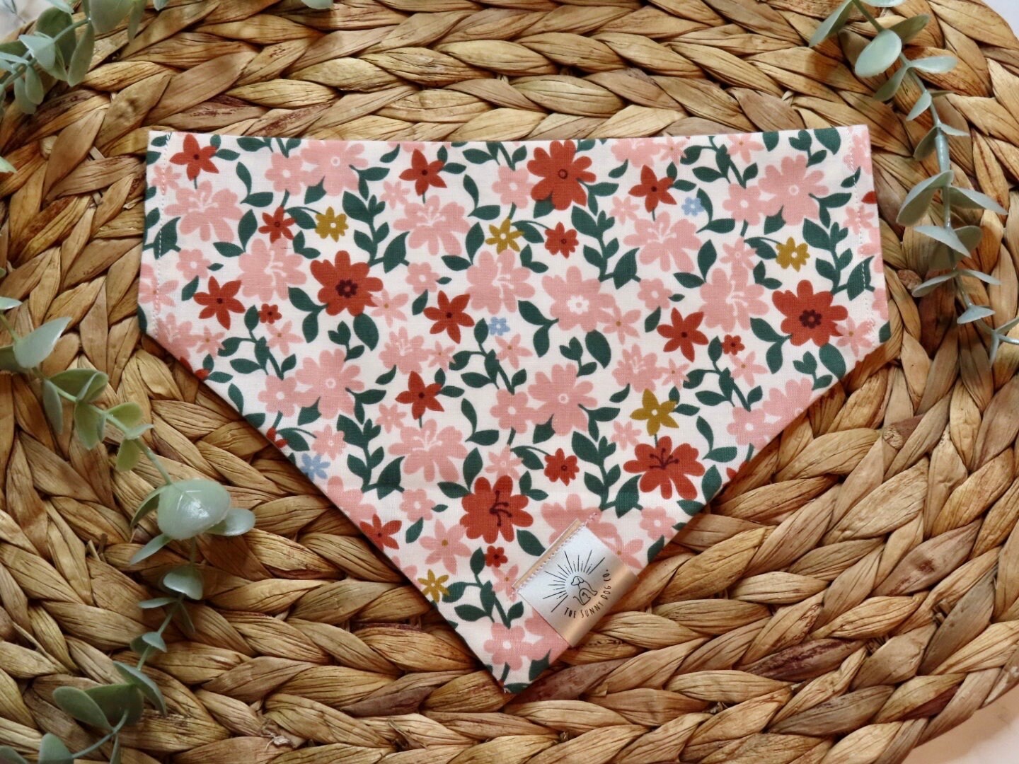 Over the Collar Dog Bandana-Flower Patch- Mom Gift-Personalized Dog Bandana-Customized Dog Bandana-Spring Bandana-Dog Scarf-Spring Flowers