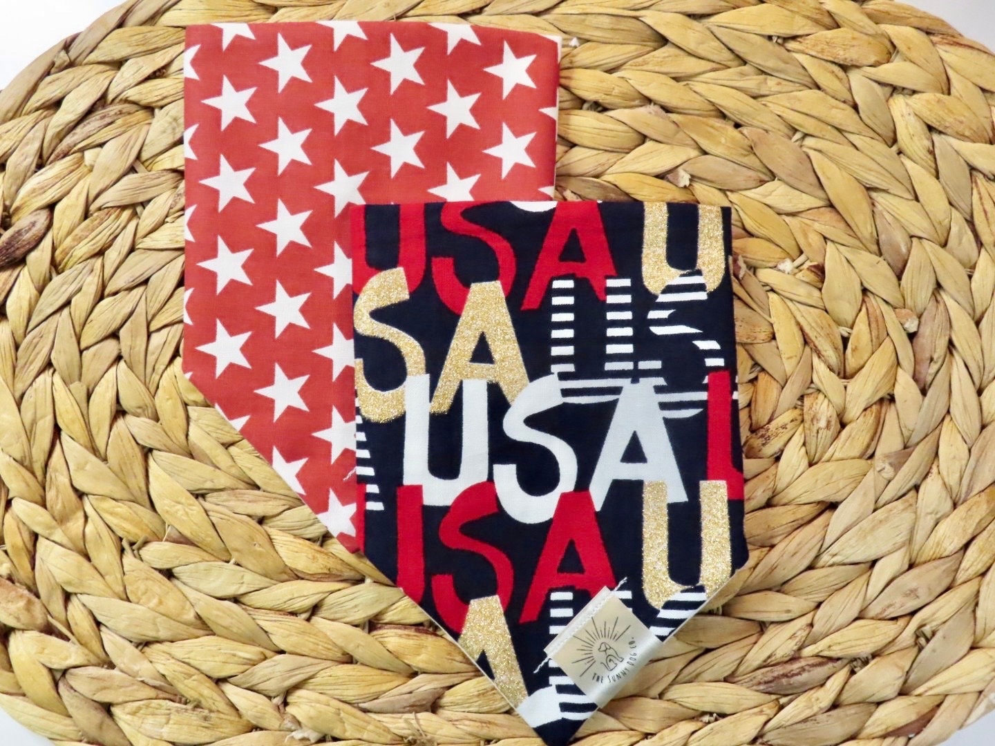 Over the Collar Dog Bandana-USA-Personalized Dog Bandana-Customized Dog Bandana-Patriotic Bandana-4th of July Bandana-Memorial Day Bandana