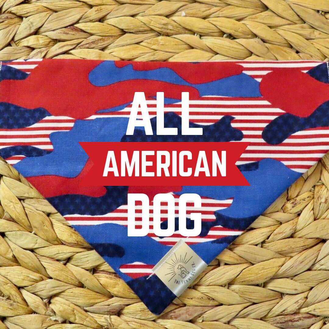 Over the Collar Dog Bandana-Patriotic Cameo -Personalized Dog Bandana-Customized Dog Bandana--4th of July Bandana-Memorial Day Bandana