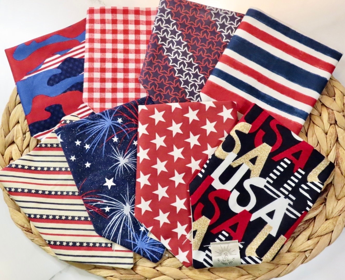Over the Collar Dog Bandana-Star Stipes -Personalized Dog Bandana-Customized Dog Bandana--4th of July Bandana-Memorial Day Bandana
