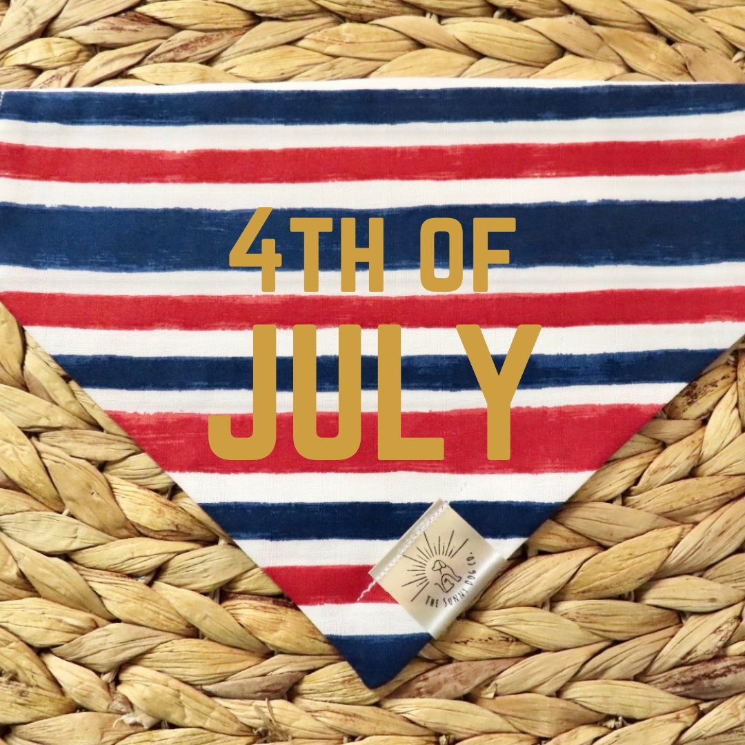 Over the Collar Dog Bandana-Navy & White Stipes-Personalized Dog Bandana-Customizable Dog Bandana -4th of July Bandana-Memorial Day Bandana