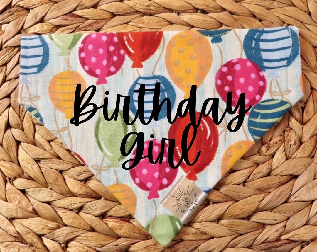 Over the Collar Dog Bandana-Birthday Bandana-Happy Birthday Balloons-Customized Dog Bandana-Dog Gift-Dog Birthday Gift-Birthday Bandana