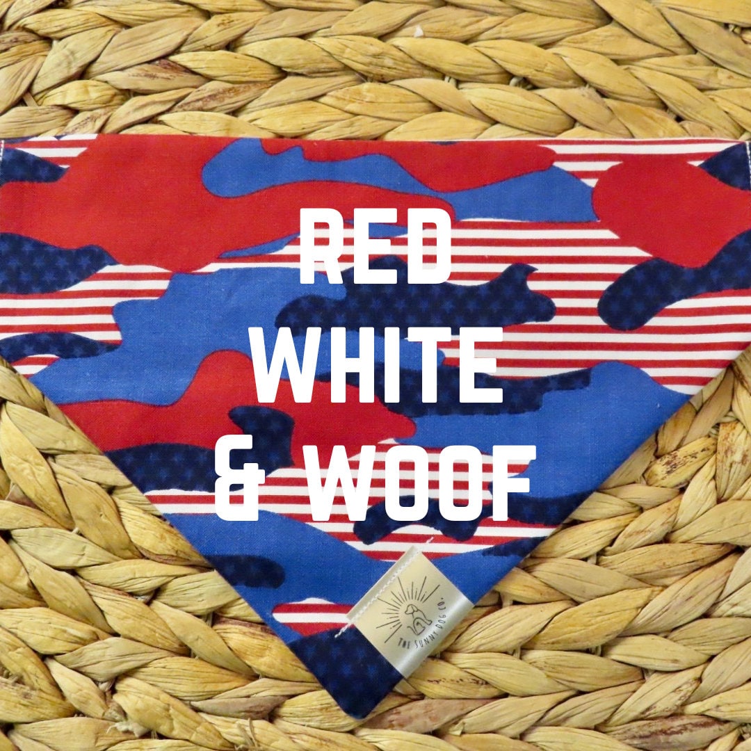 Over the Collar Dog Bandana-Patriotic Cameo -Personalized Dog Bandana-Customized Dog Bandana--4th of July Bandana-Memorial Day Bandana