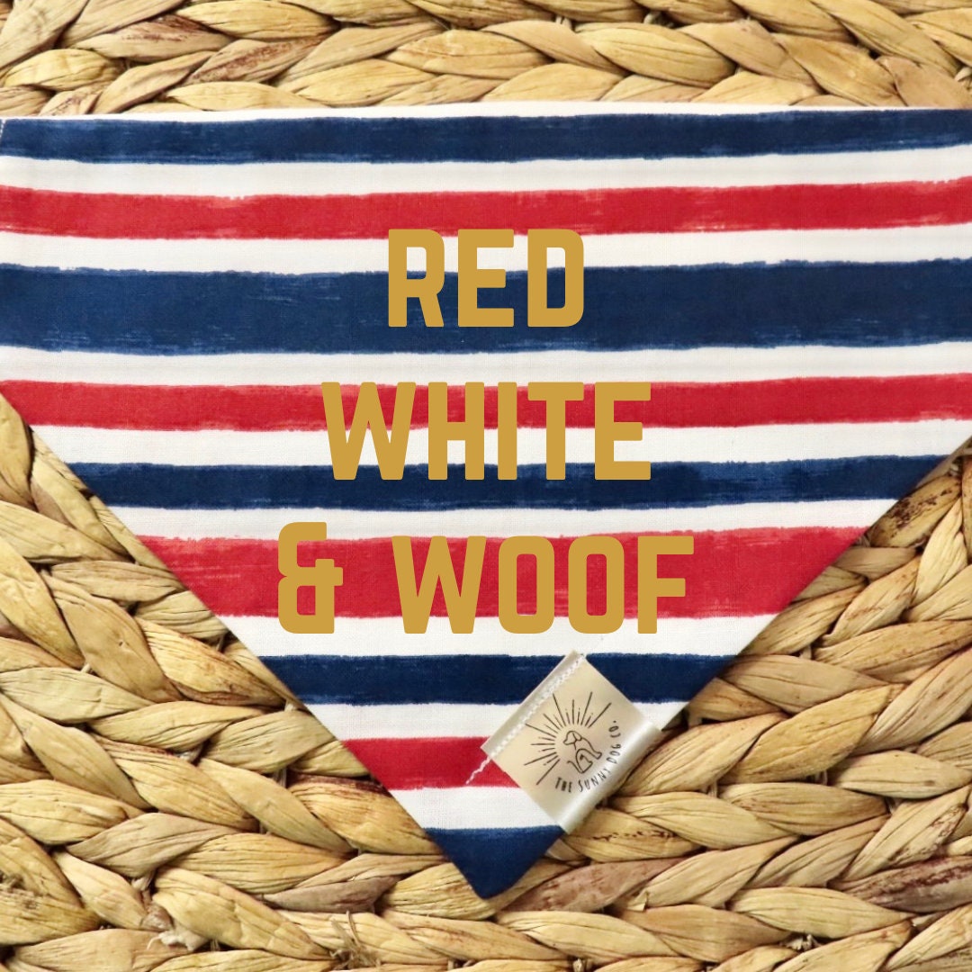 Over the Collar Dog Bandana-Navy & White Stipes-Personalized Dog Bandana-Customizable Dog Bandana -4th of July Bandana-Memorial Day Bandana