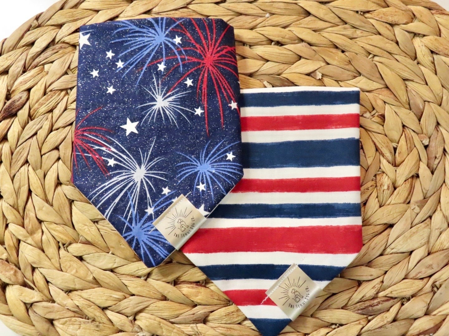 Over the Collar Dog Bandana-Navy & White Stipes-Personalized Dog Bandana-Customizable Dog Bandana -4th of July Bandana-Memorial Day Bandana