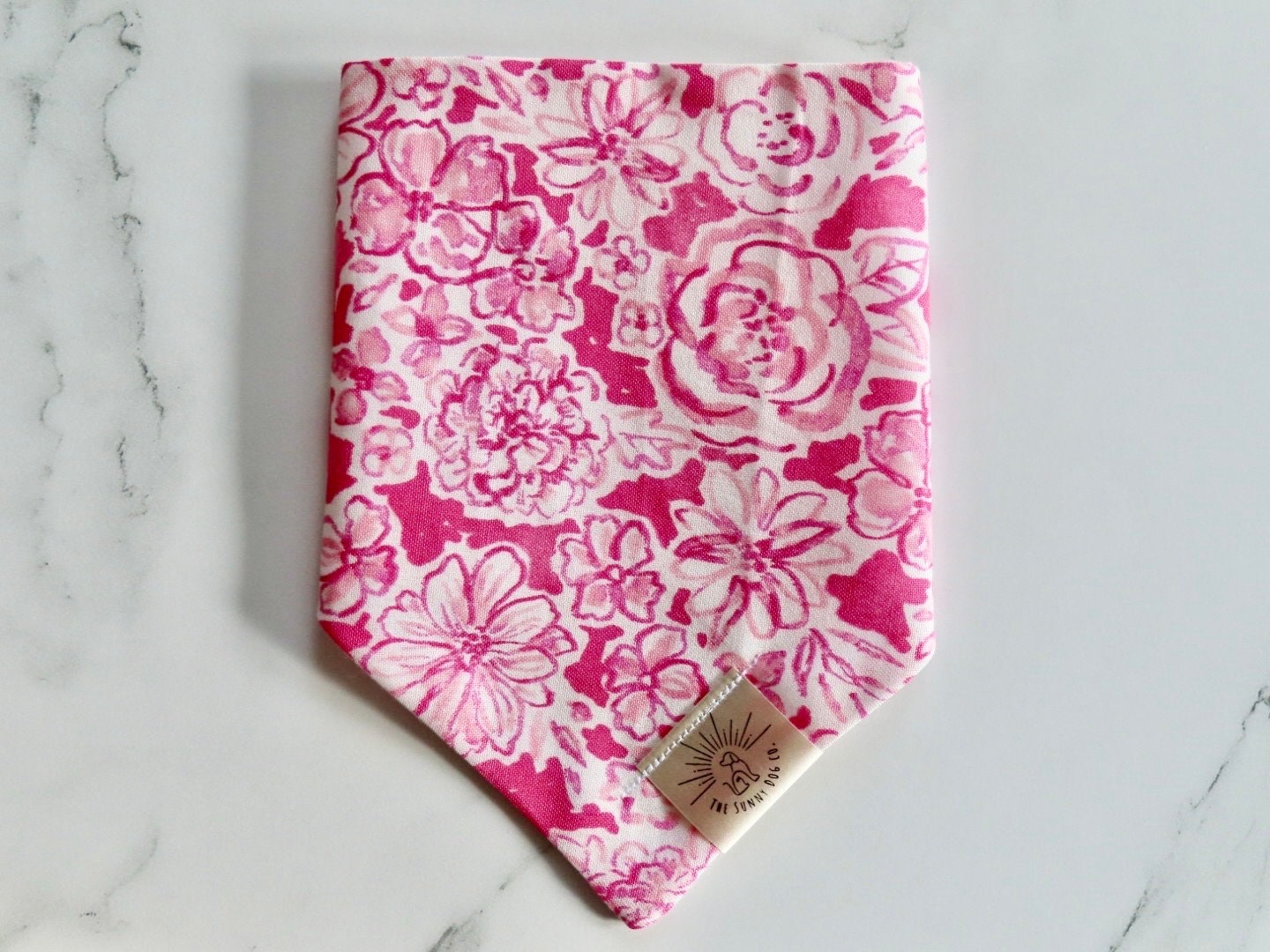 Over the Collar Dog Bandana-Pink Preppy Floral-Dog Mom Gift-Personalized Dog Bandana-Customized Dog Bandana-Dog Scarf-Summer Bandana