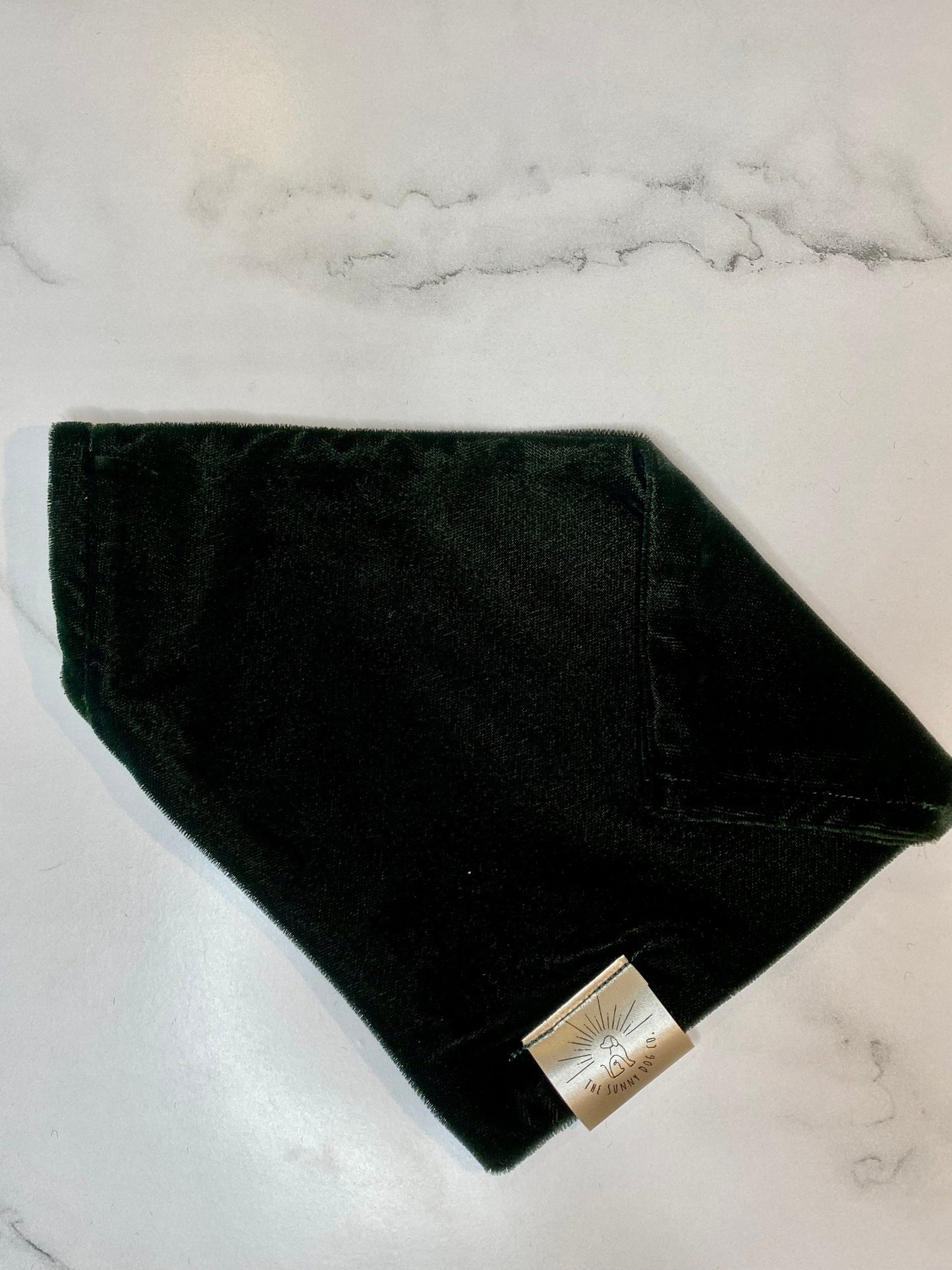 Over the Collar Dog Bandana-Tie on Bandana-Green Velvet-Personalized Dog Bandana-Customized Dog Bandana-Christmas Bandana-Holiday Bandana