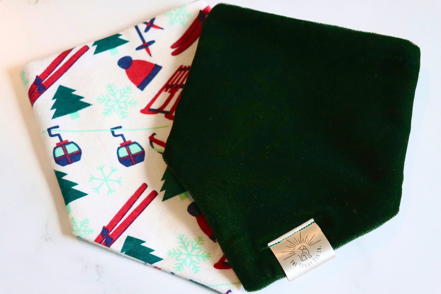 Over the Collar Dog Bandana-Tie on Bandana-Green Velvet-Personalized Dog Bandana-Customized Dog Bandana-Christmas Bandana-Holiday Bandana
