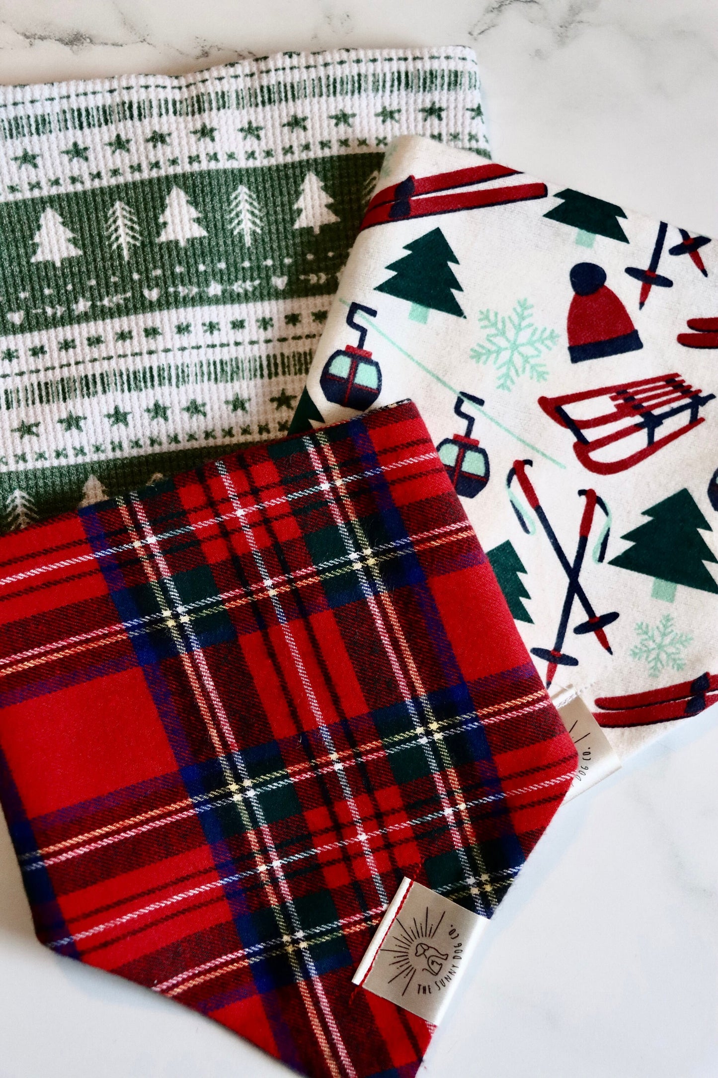Over the Collar Dog Bandana-Tie on Bandana-Ski Slope-Personalized Dog Bandana-Customized Dog Bandana-Christmas Bandana-Holiday Bandana