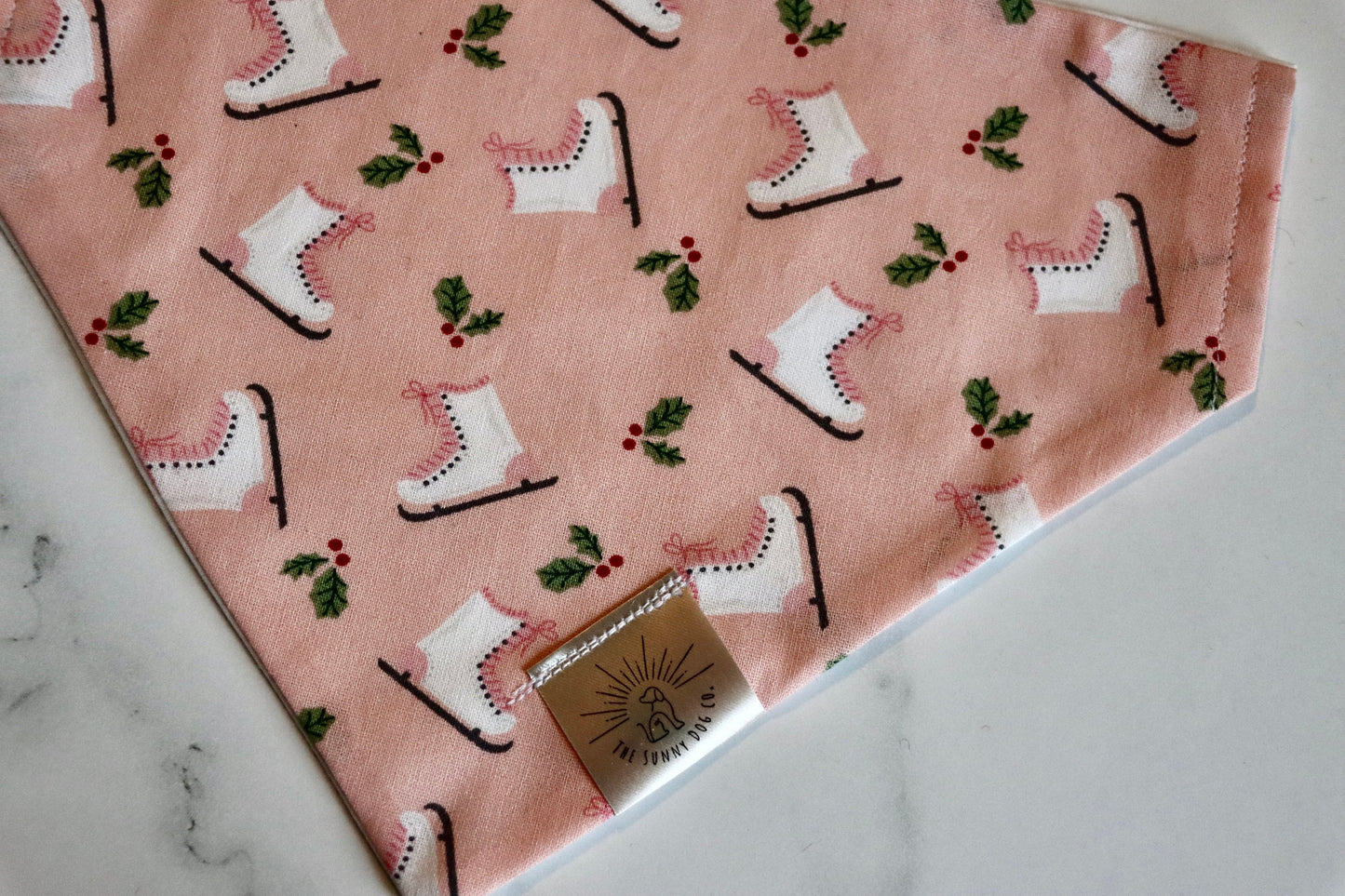 Over the Collar Dog Bandana-Tie on Bandana-Ice Skating-Personalized Dog Bandana-Customized Dog Bandana-Christmas Bandana-Holiday Bandana