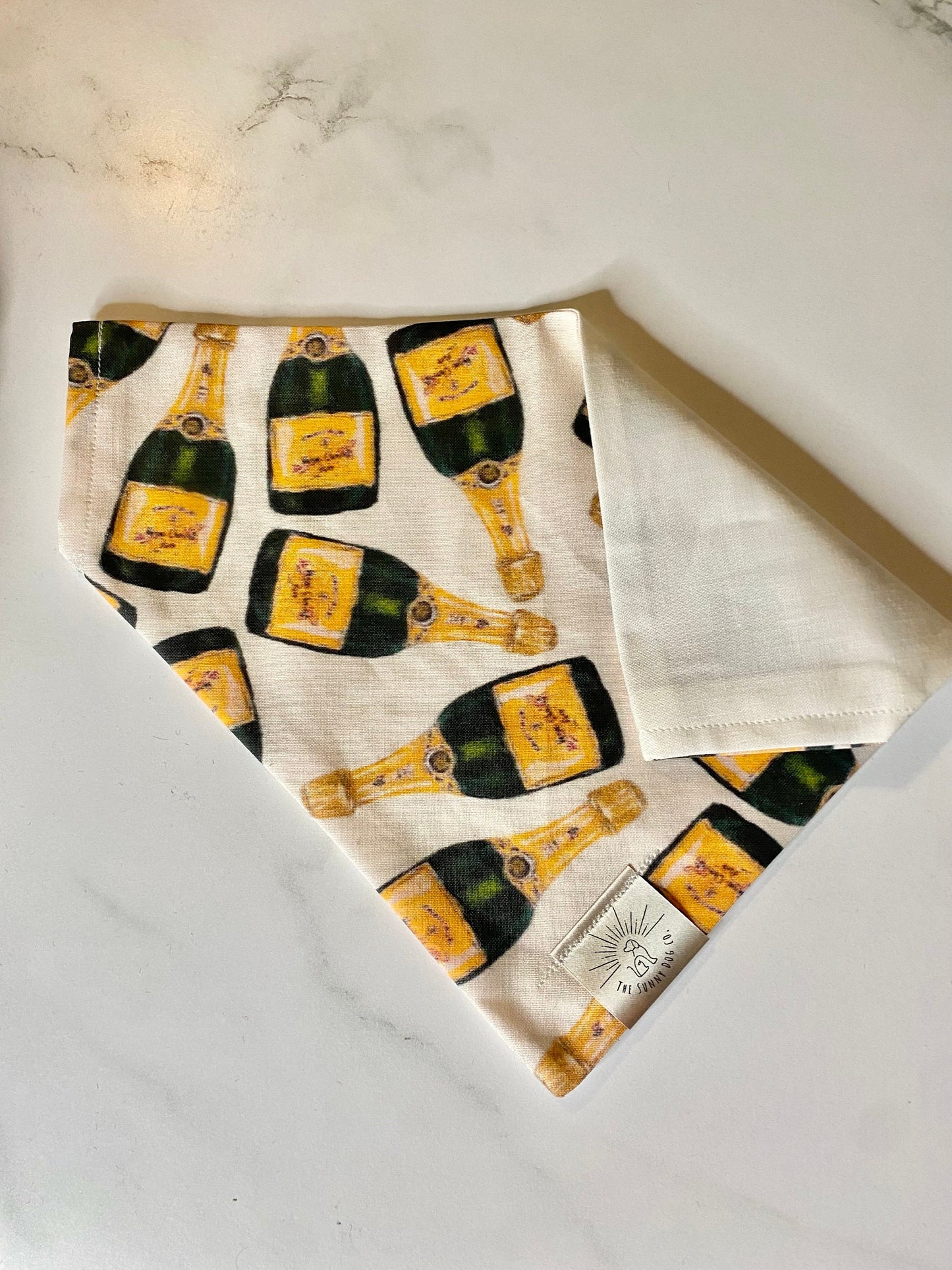 Over the Collar Dog Bandana-Tie on Bandana-Toasting to the New Year-Personalized Dog Bandana-Champagne Dog Bandana-Happy New Year Bandana