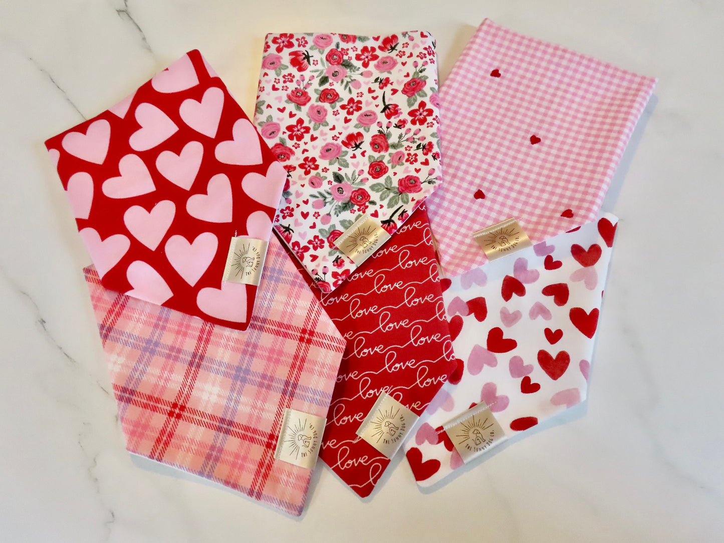 Over the Collar Dog Bandana-Valentine’s Bouquet-Valentine’s Day-Heart Bandana-Personalized Dog Bandana-Customized Dog Bandana-Christmas Band