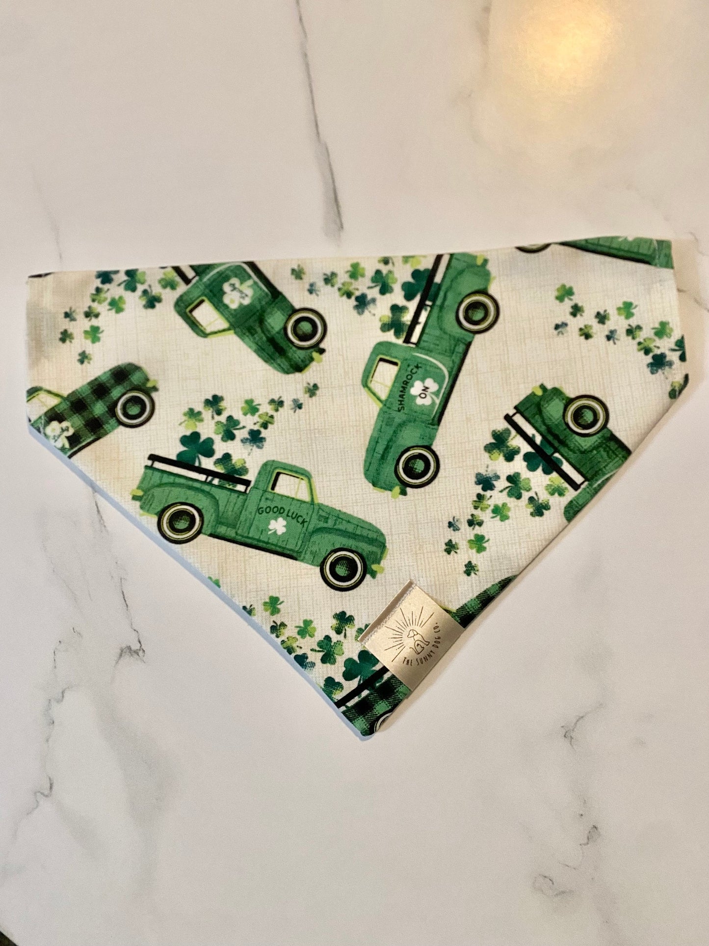 Over the Collar Dog Bandana-Tie on Bandana-St Paddy Day Truck-St Patrick’s Day Bandana-Personalized Dog Bandana-Customized Dog Bandana