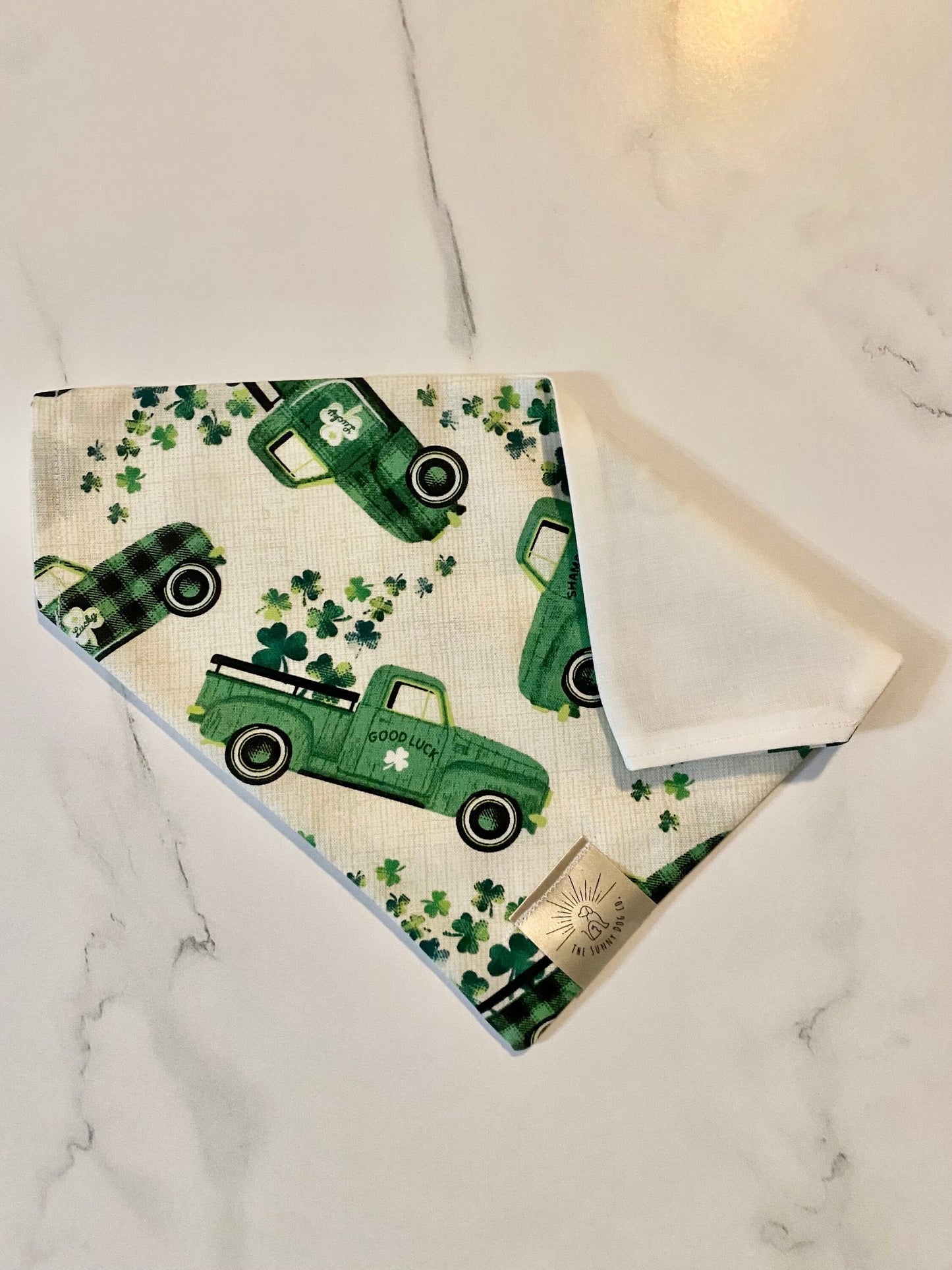 Over the Collar Dog Bandana-Tie on Bandana-St Paddy Day Truck-St Patrick’s Day Bandana-Personalized Dog Bandana-Customized Dog Bandana