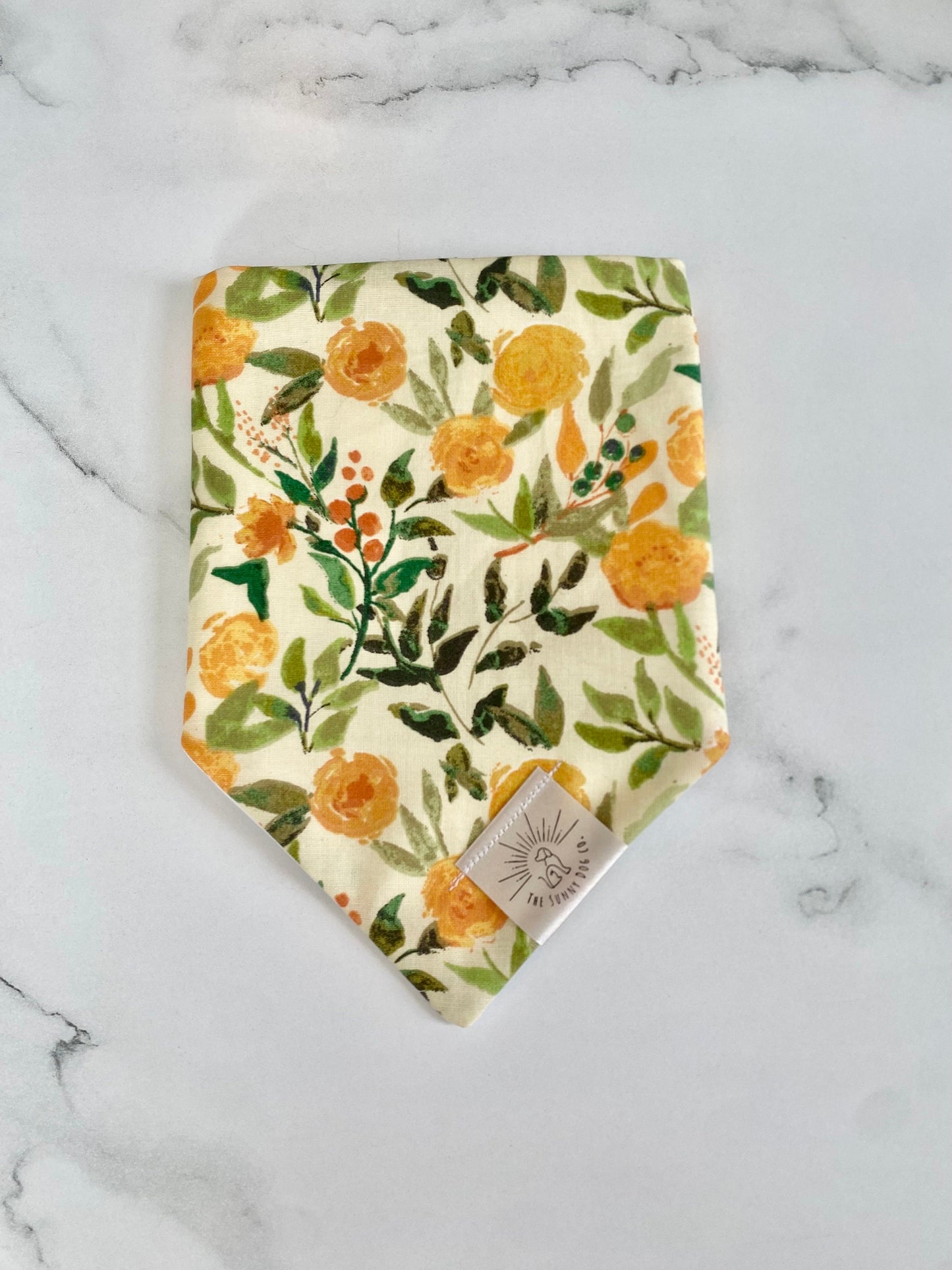 Over the Collar Dog Bandana-Yellow Flowers-Floral Dog Bandana-Bandana-Personalized Dog Bandana-Customized Dog Bandana-Spring Dog Bandana