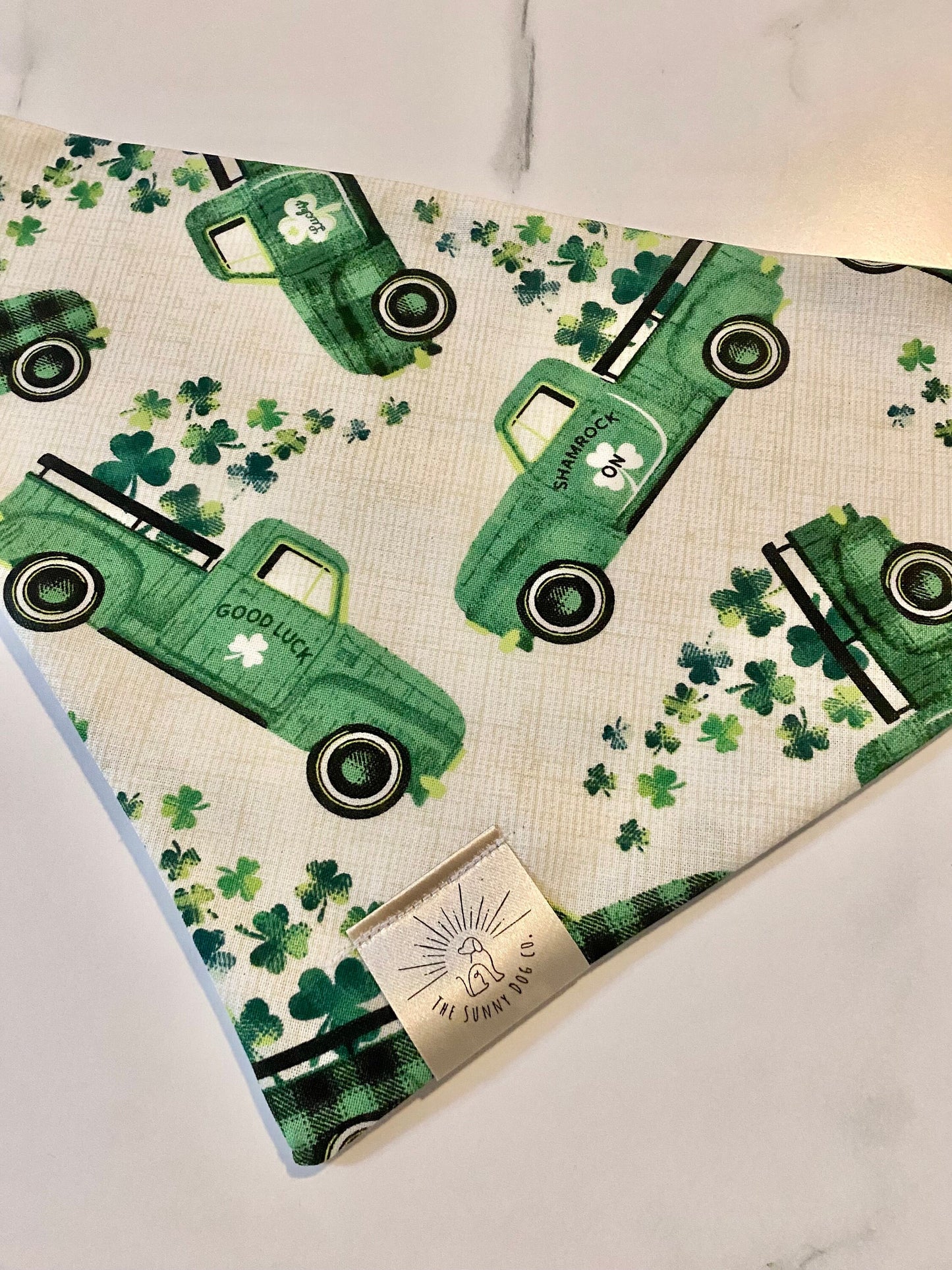Over the Collar Dog Bandana-Tie on Bandana-St Paddy Day Truck-St Patrick’s Day Bandana-Personalized Dog Bandana-Customized Dog Bandana