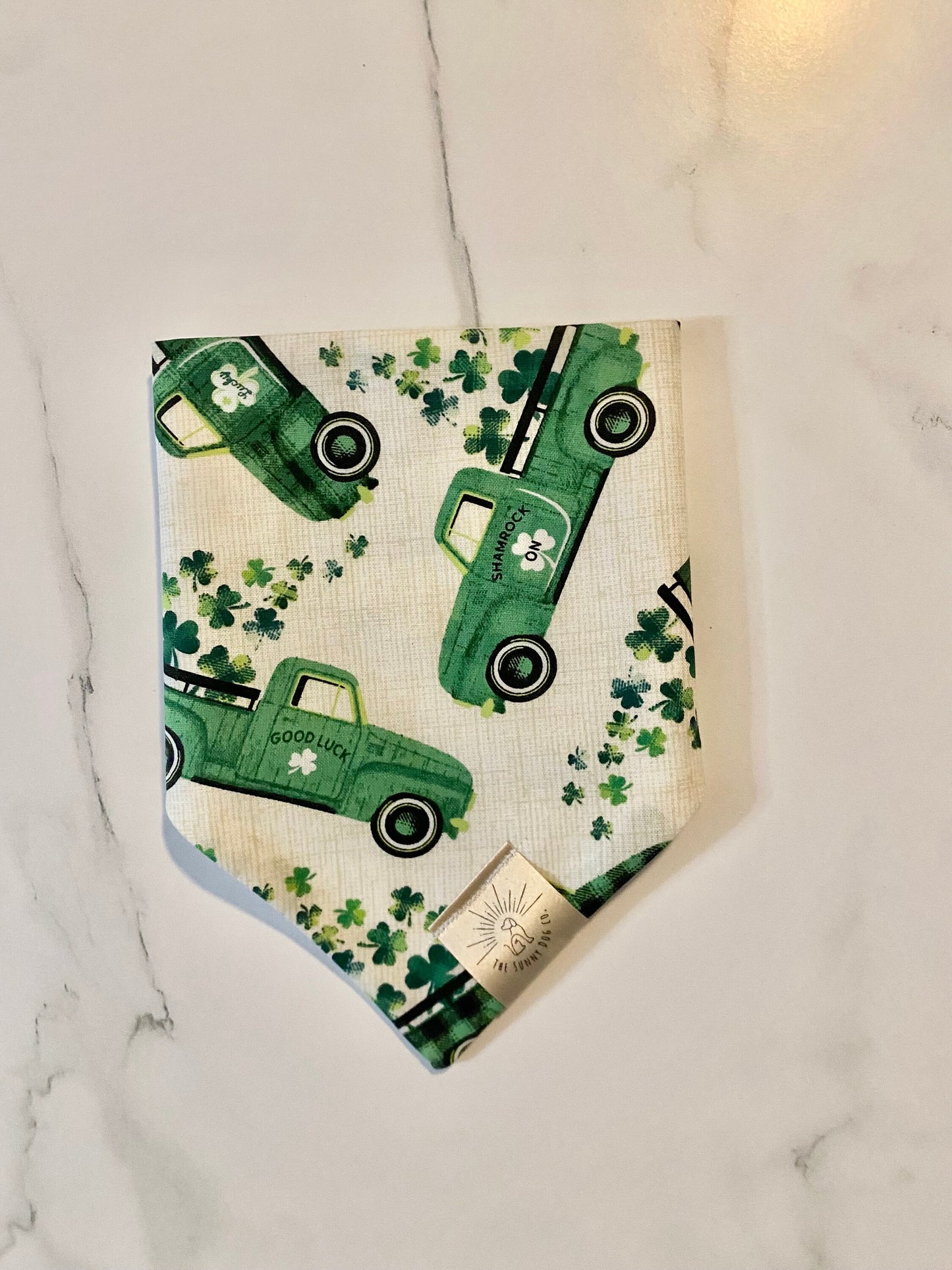 Over the Collar Dog Bandana-Tie on Bandana-St Paddy Day Truck-St Patrick’s Day Bandana-Personalized Dog Bandana-Customized Dog Bandana