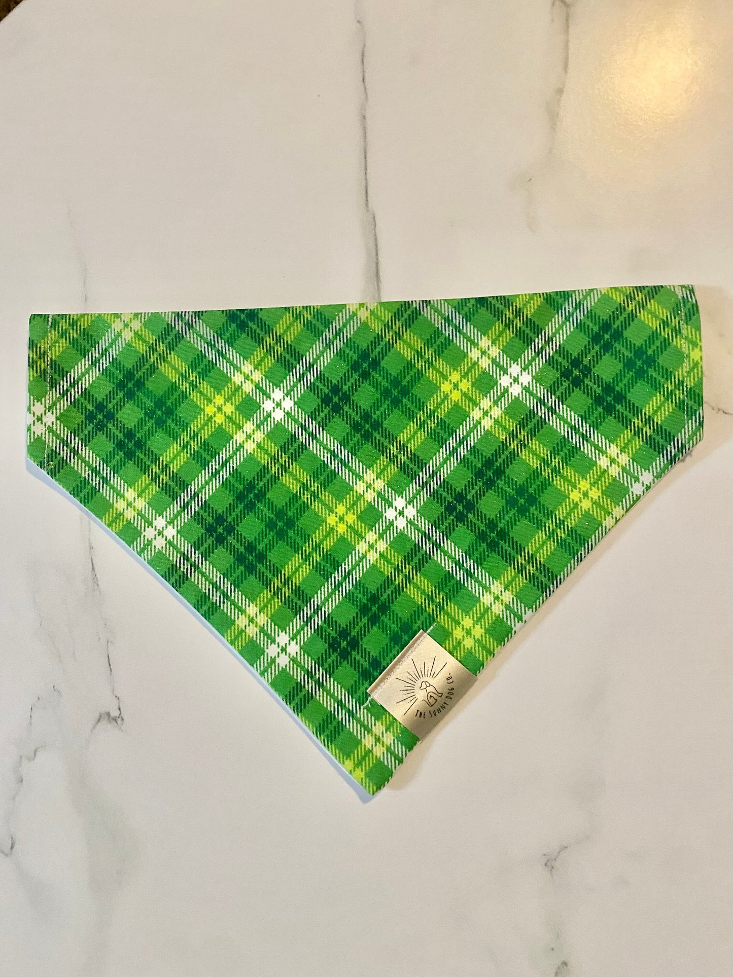 Over the Collar Dog Bandana-Tie on Bandana-St Patrick Day Plaid-St Patrick’s Day Bandana-Personalized Dog Bandana-Customized Dog Bandana