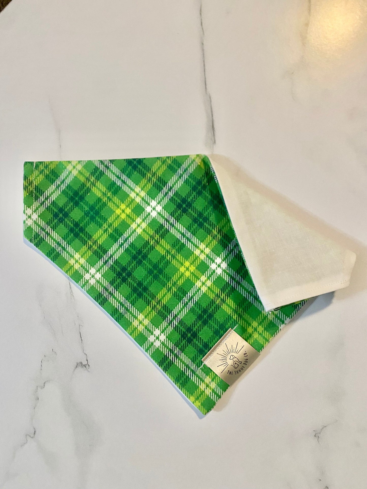 Over the Collar Dog Bandana-Tie on Bandana-St Patrick Day Plaid-St Patrick’s Day Bandana-Personalized Dog Bandana-Customized Dog Bandana