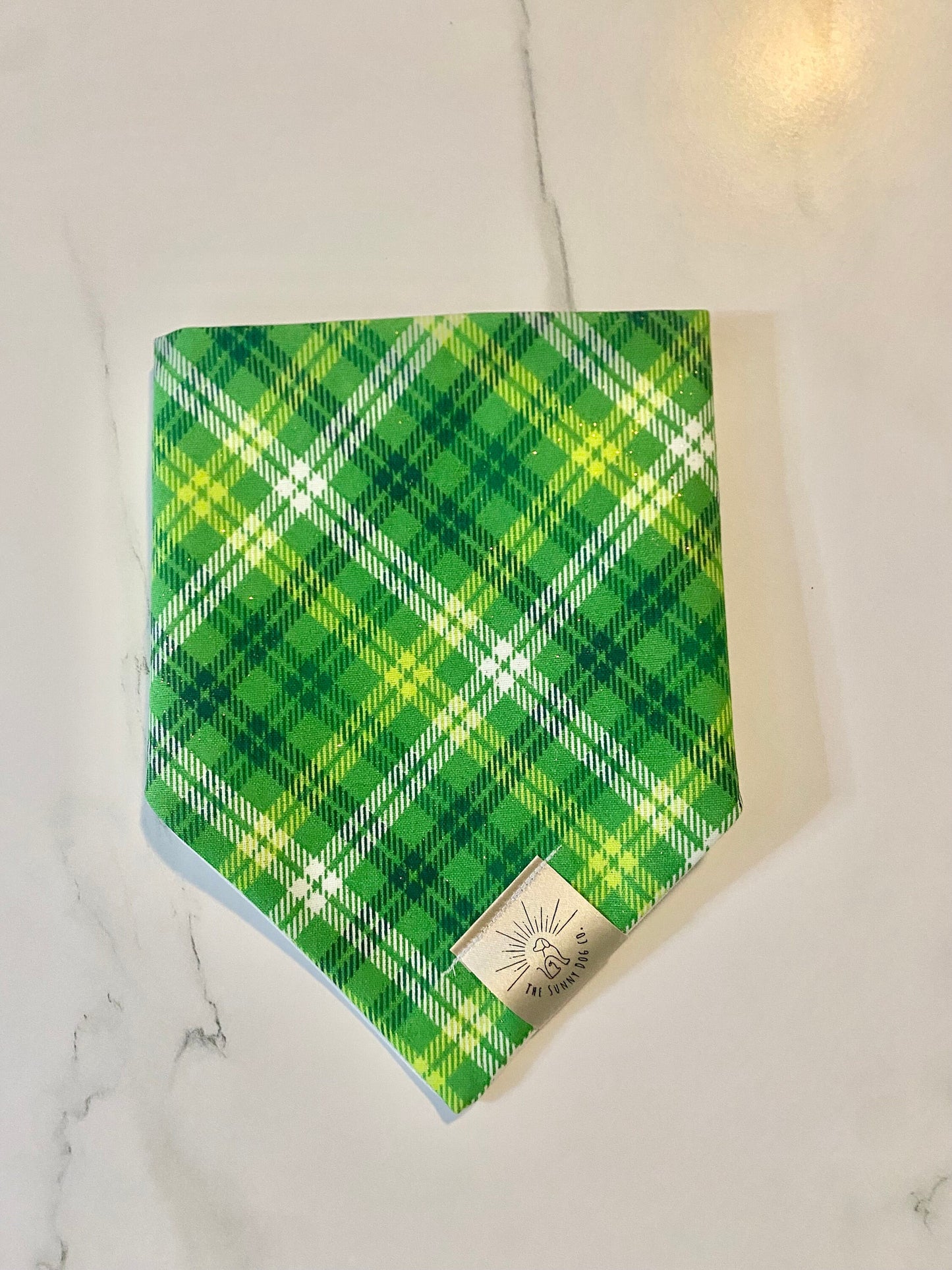 Over the Collar Dog Bandana-Tie on Bandana-St Patrick Day Plaid-St Patrick’s Day Bandana-Personalized Dog Bandana-Customized Dog Bandana